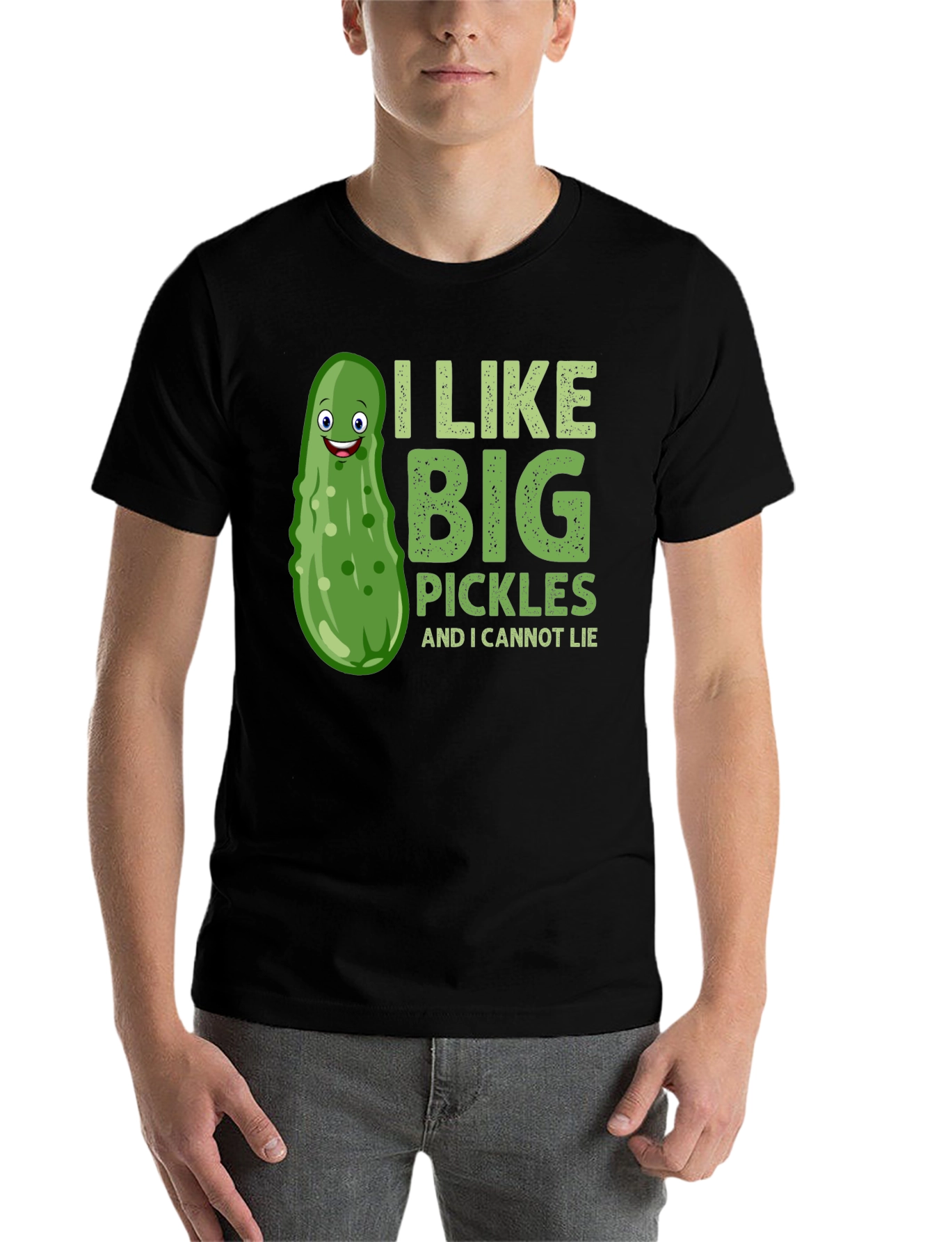 Black Funny Pickle T-Shirt - I Like Big Pickles Tee view 7