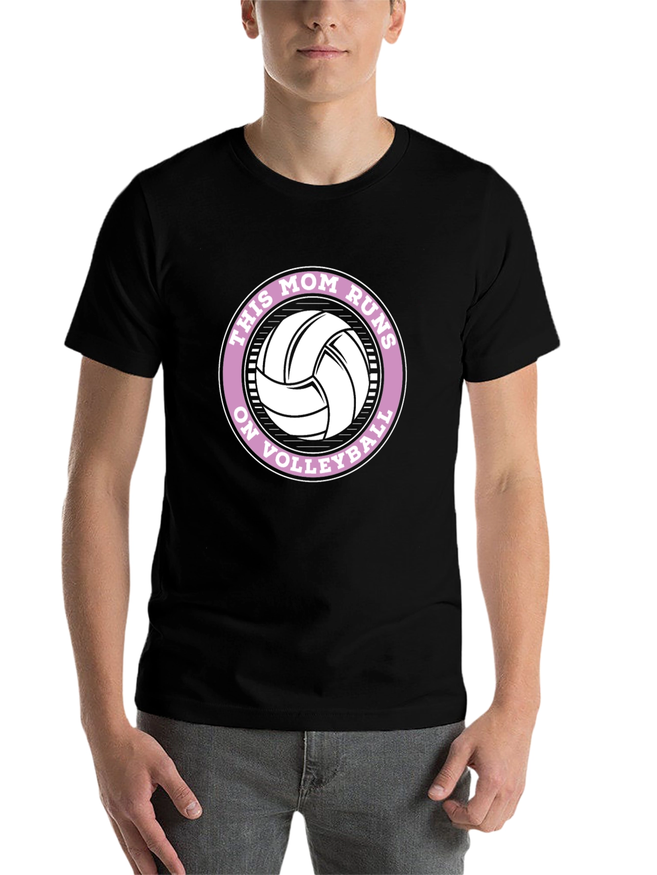 Black This Mom Runs on Volleyball Graphic Tee view 7