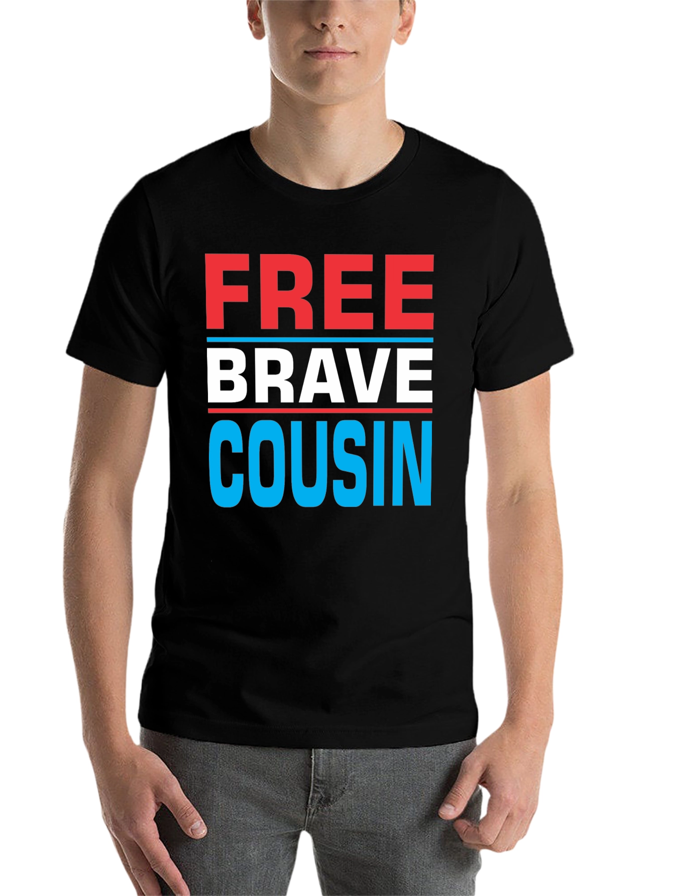Black Free Brave Cousin T-Shirt - Patriotic Family Tee view 7