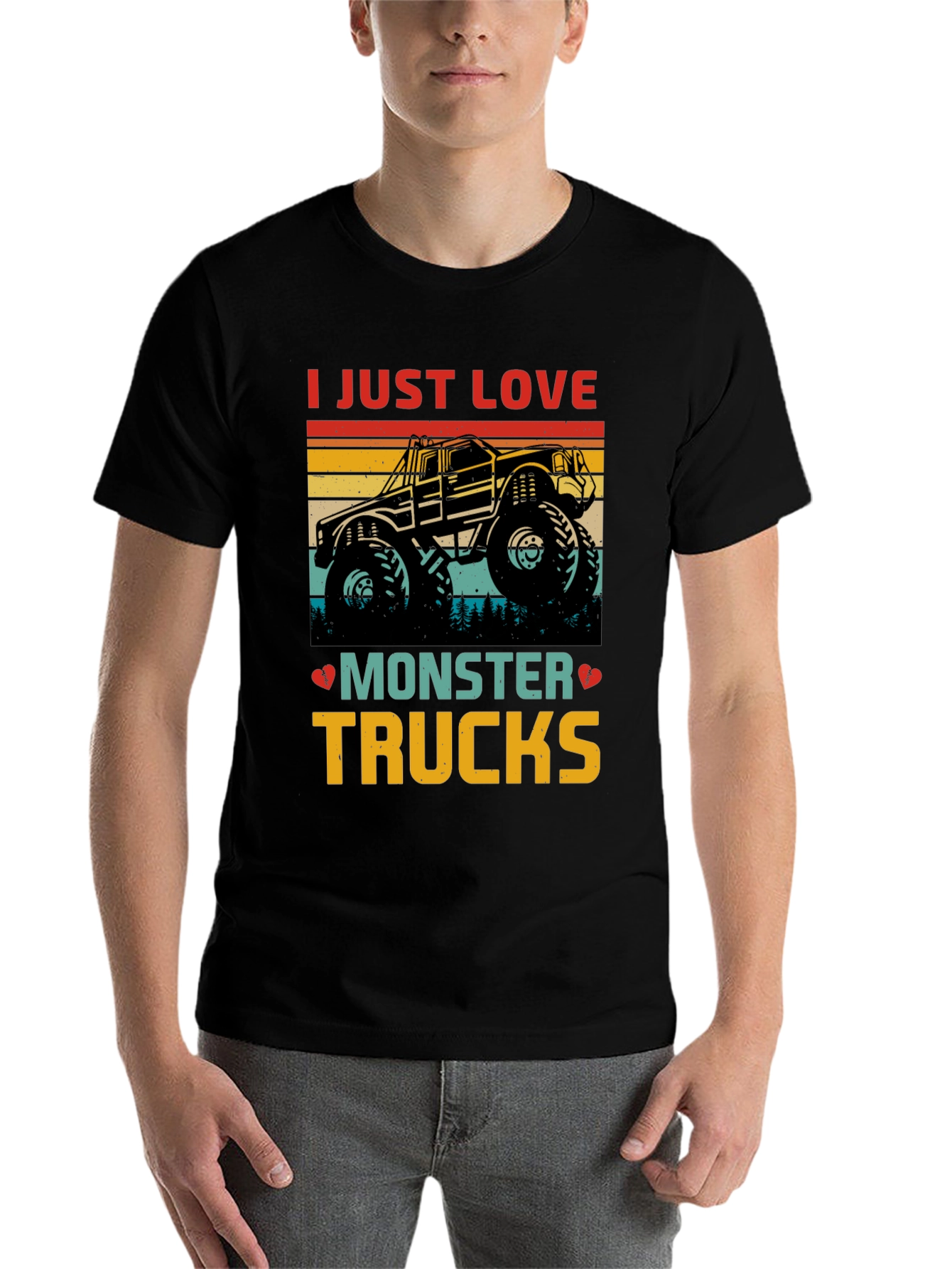 Black Monster Truck Lover Graphic T-Shirt view 7