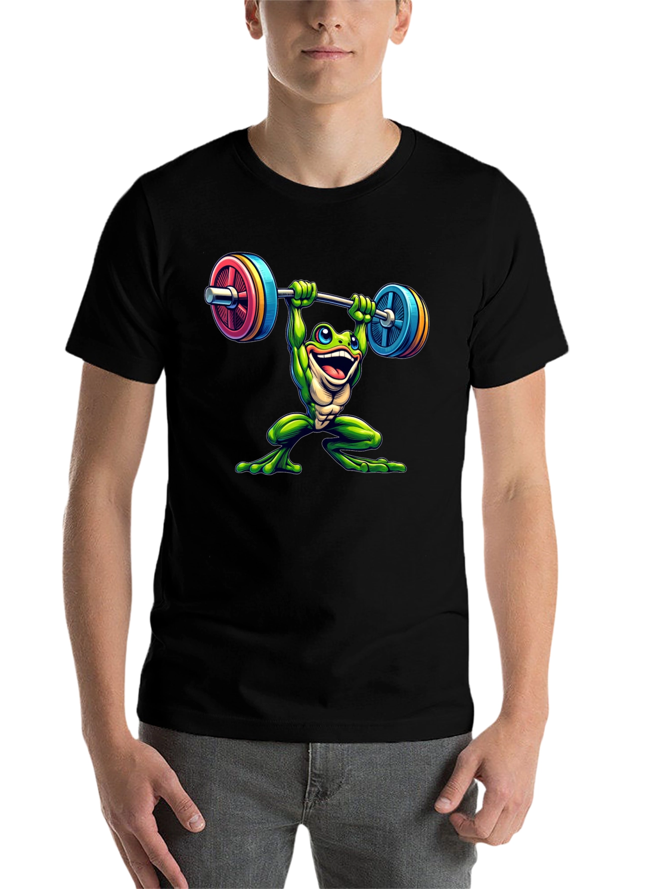 Black Frog Lifting Weights Graphic Tee view 7