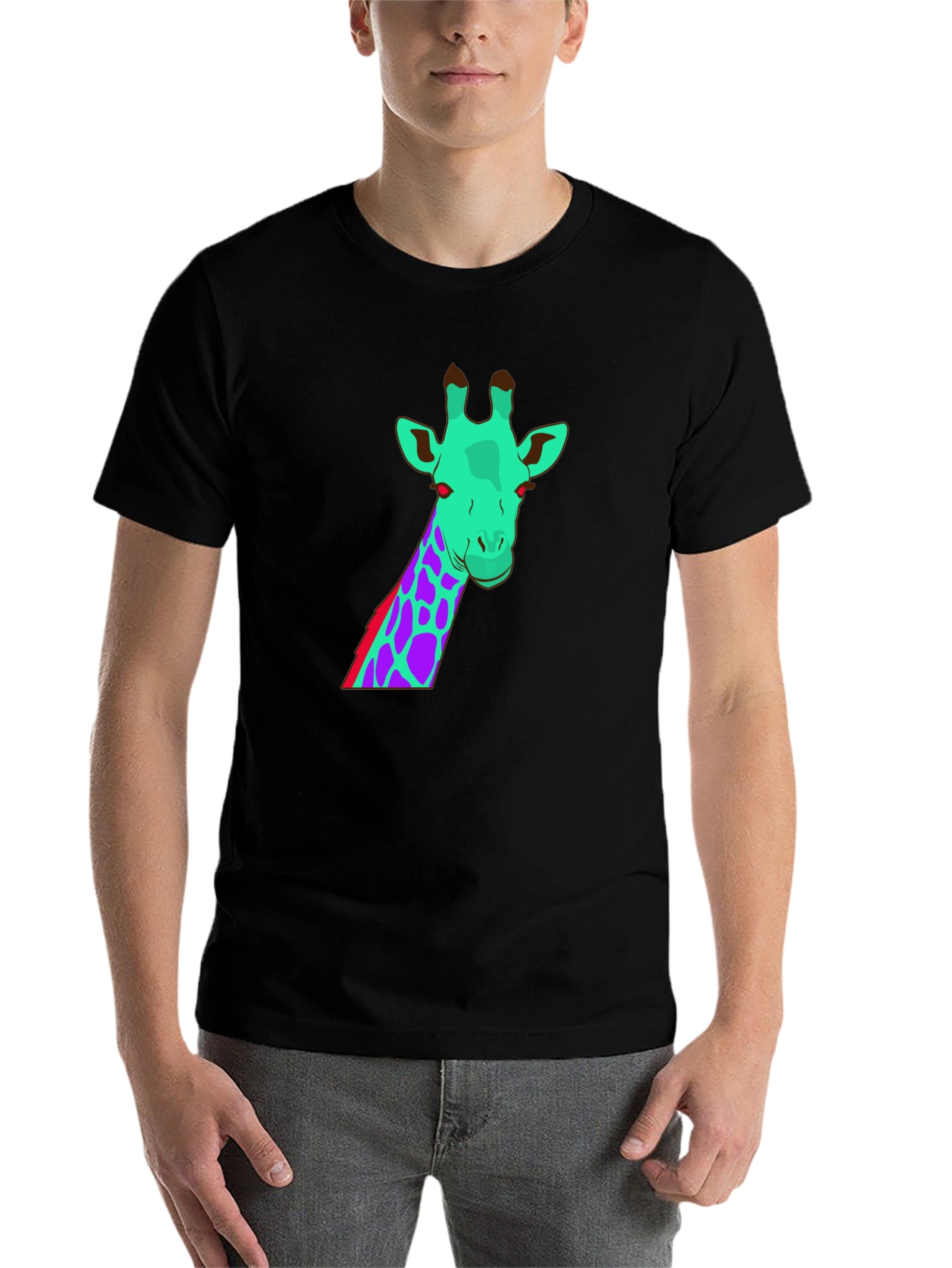 Black Funky Giraffe Graphic Tee - Unique Design view 7