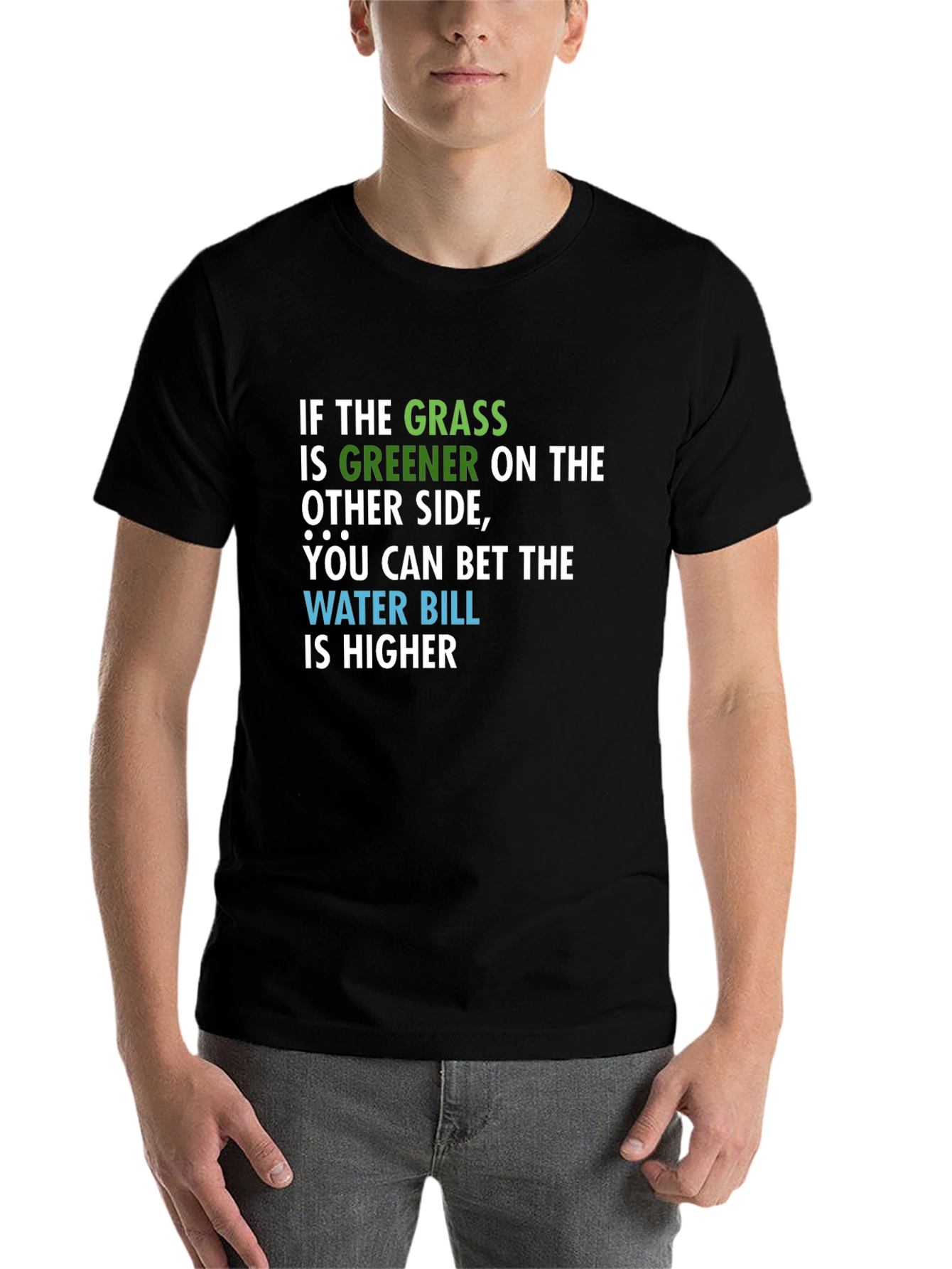 Black Greener Grass Water Bill Graphic T-Shirt view 7