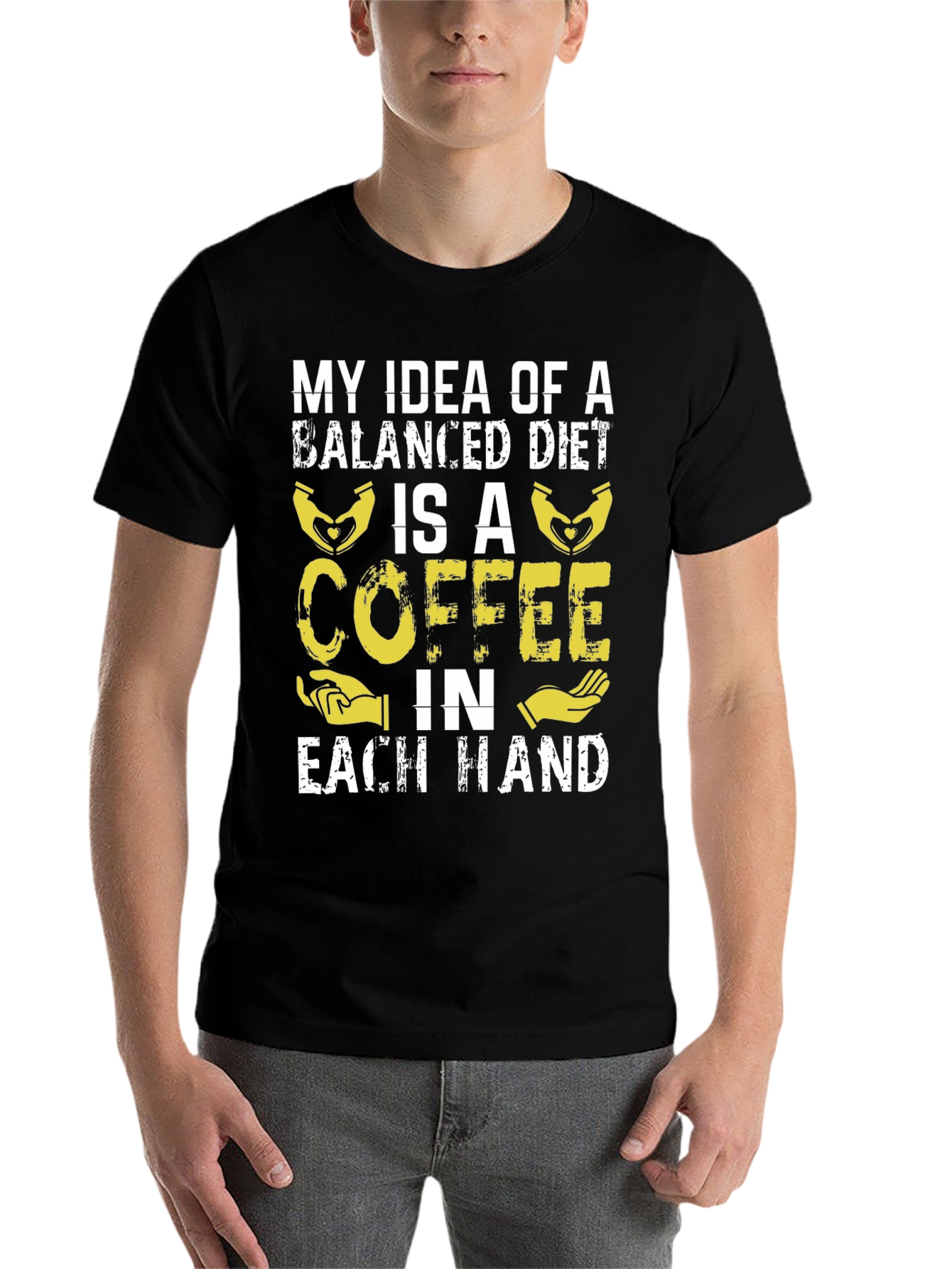 Black Coffee Balanced Diet T-Shirt Funny Graphic Tee view 7