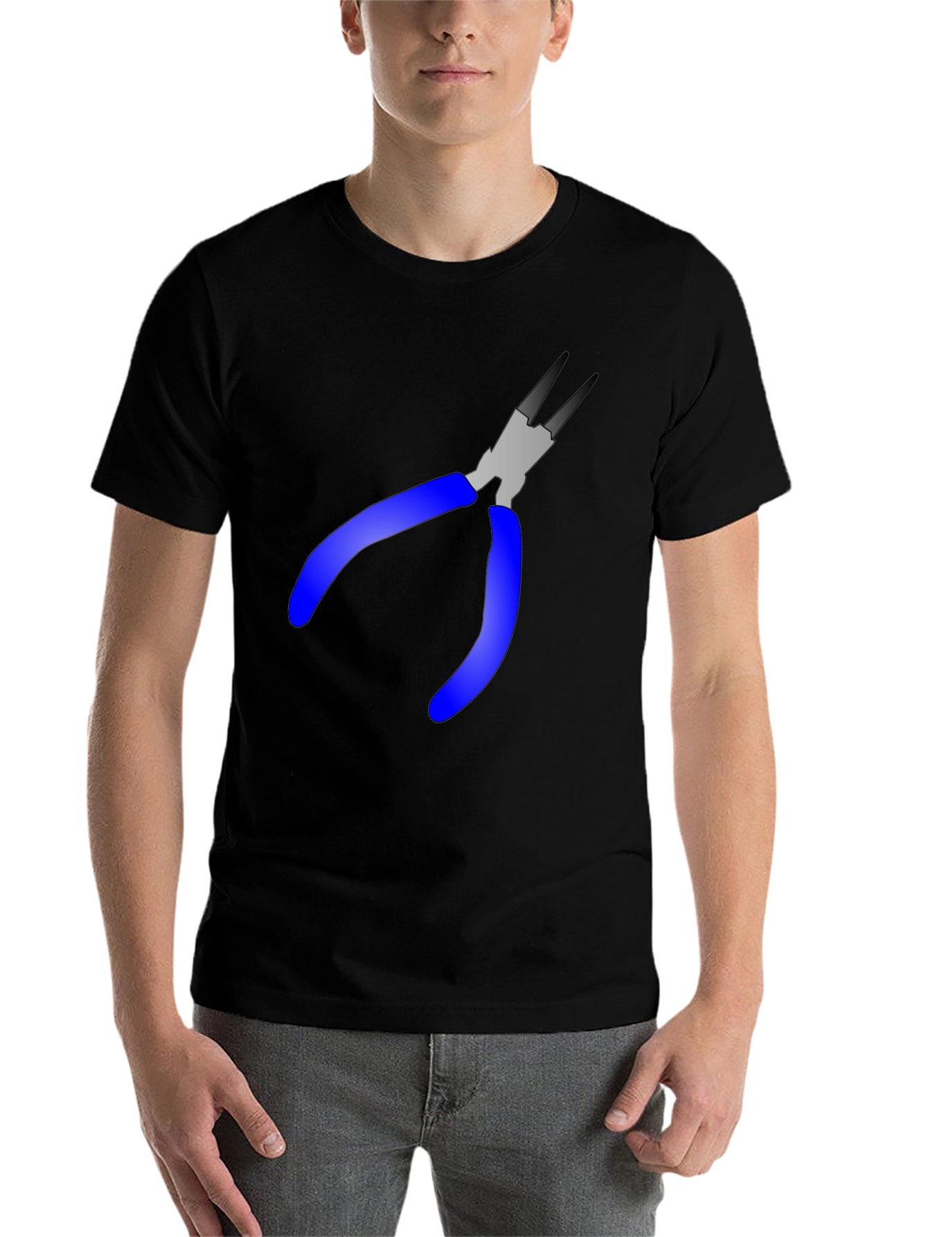 Black Pliers Graphic Tee - Black Cotton Blend T-Shirt view 7