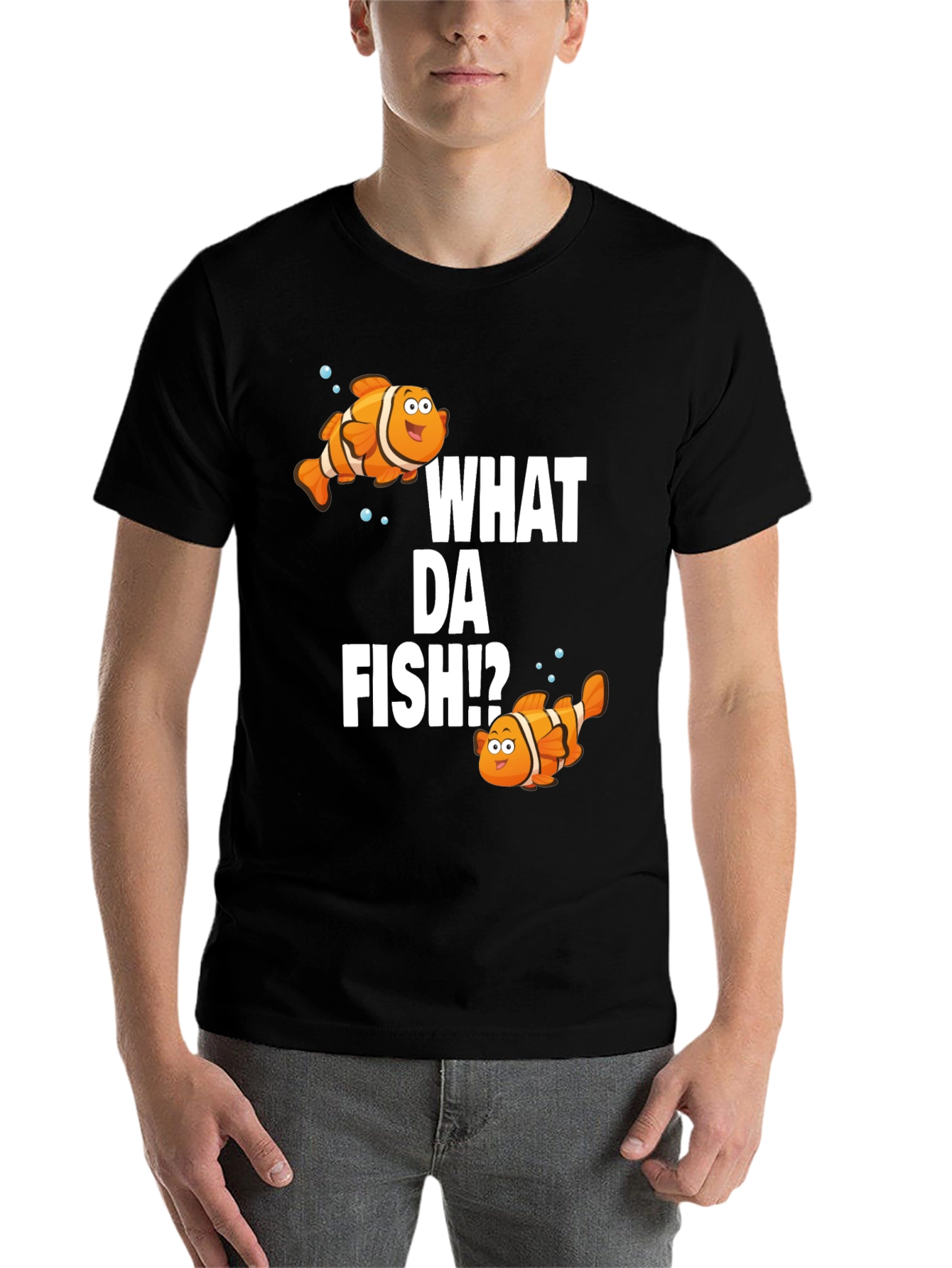 Black What Da Fish!? Graphic T-Shirt view 7