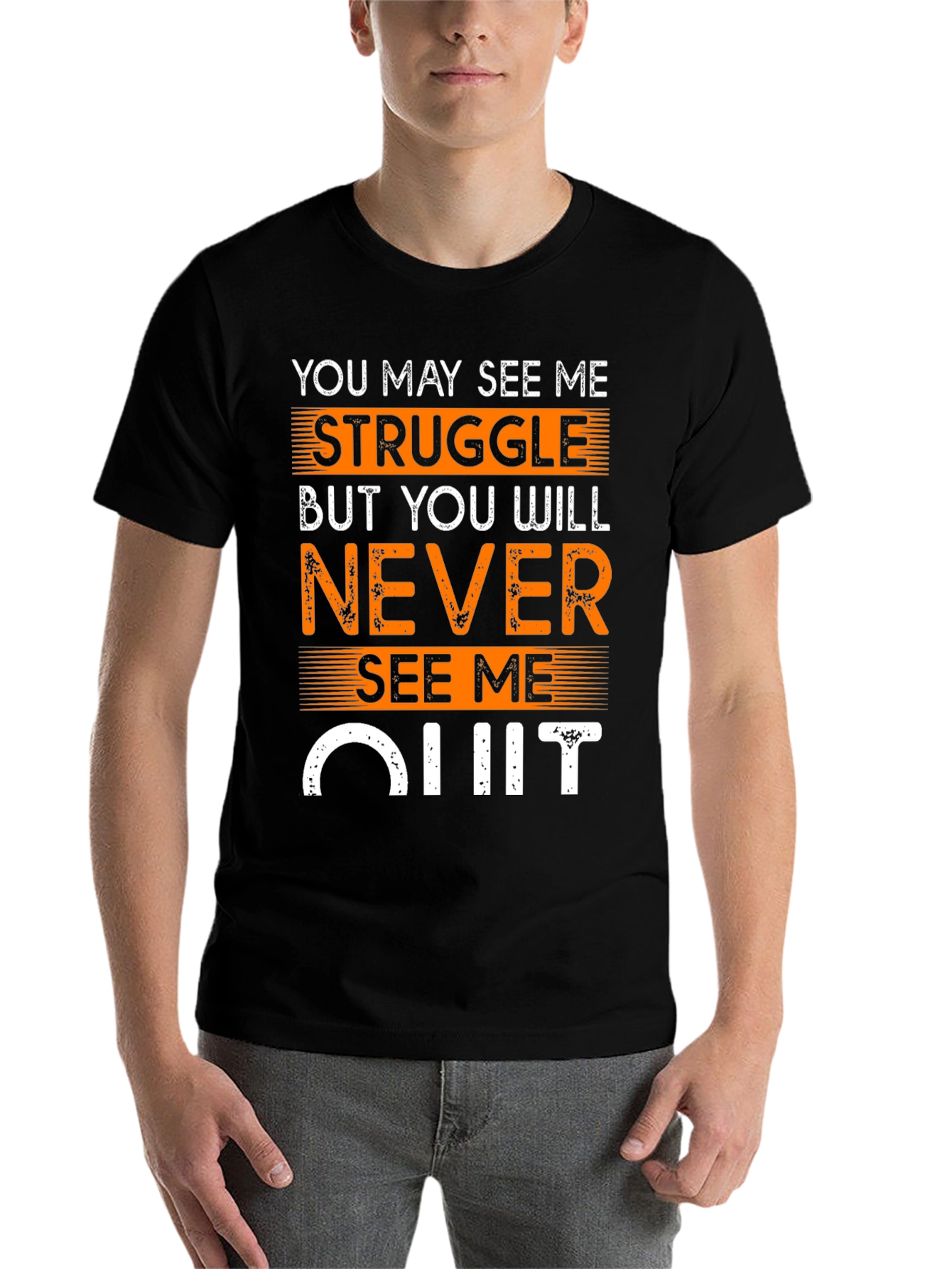 Black Motivational T-Shirt: Never Quit view 7