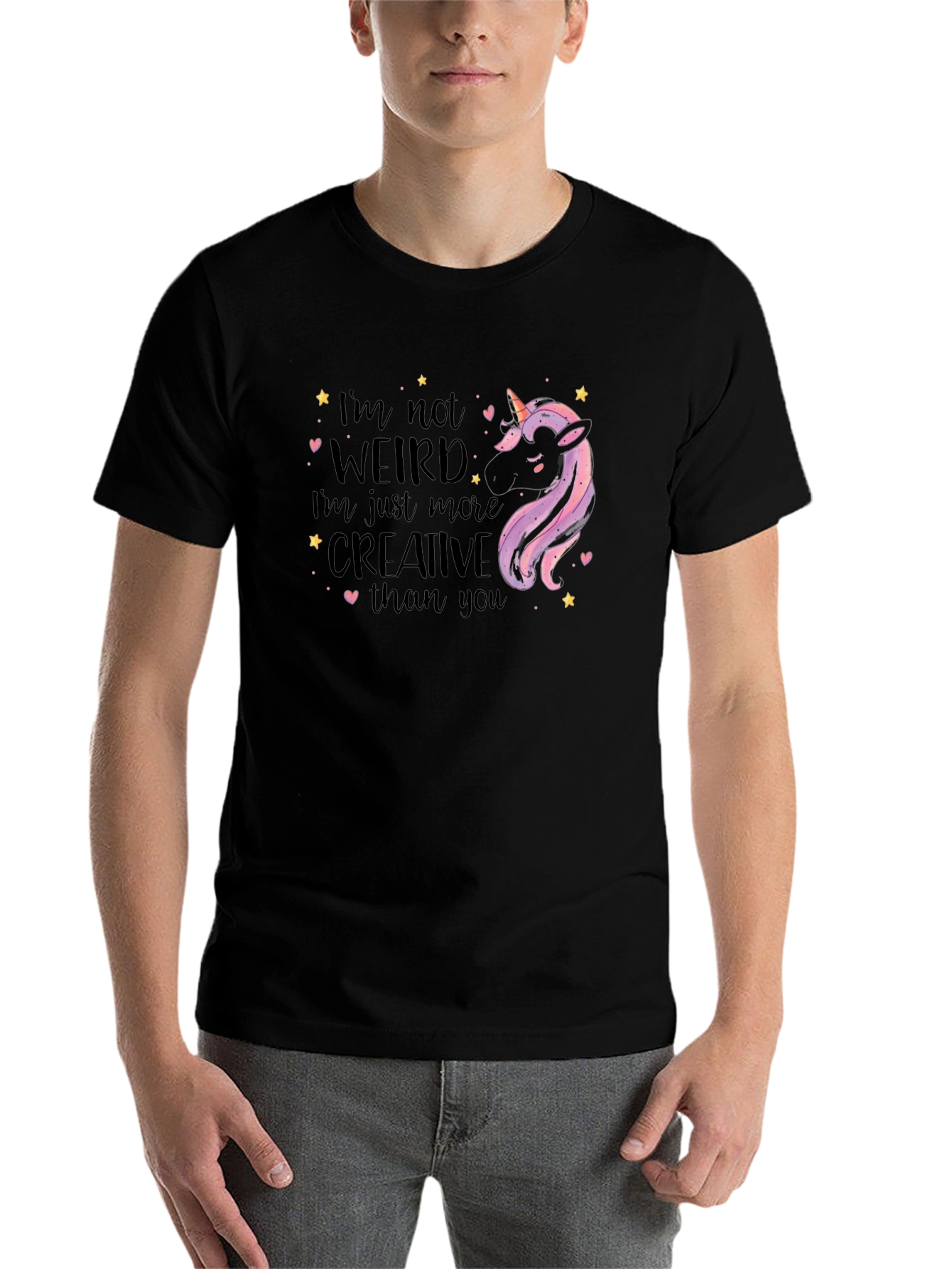 Black Unicorn Weird Creative Graphic T-Shirt view 7
