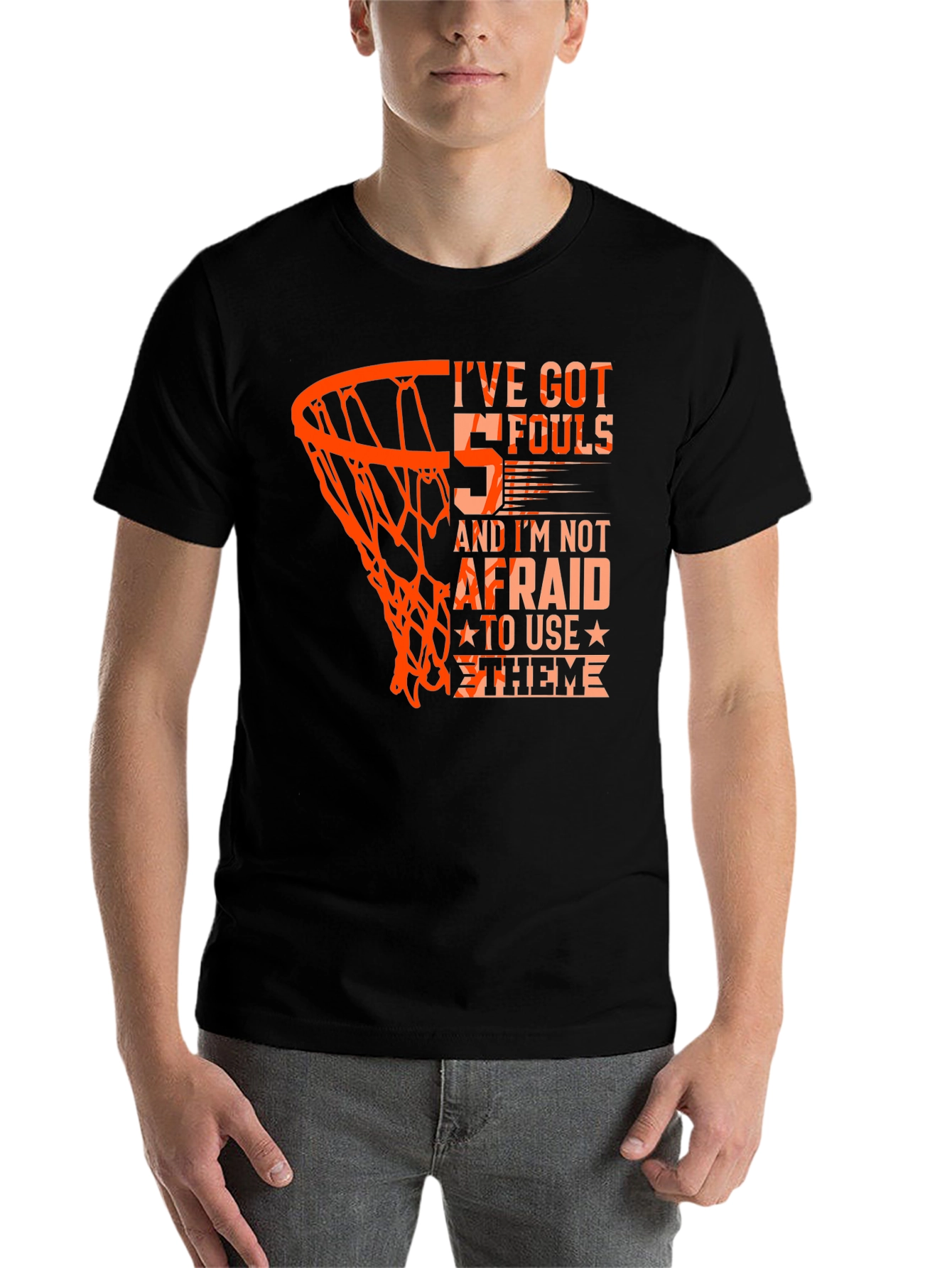 Black Basketball '5 Fouls' Graphic T-Shirt view 7