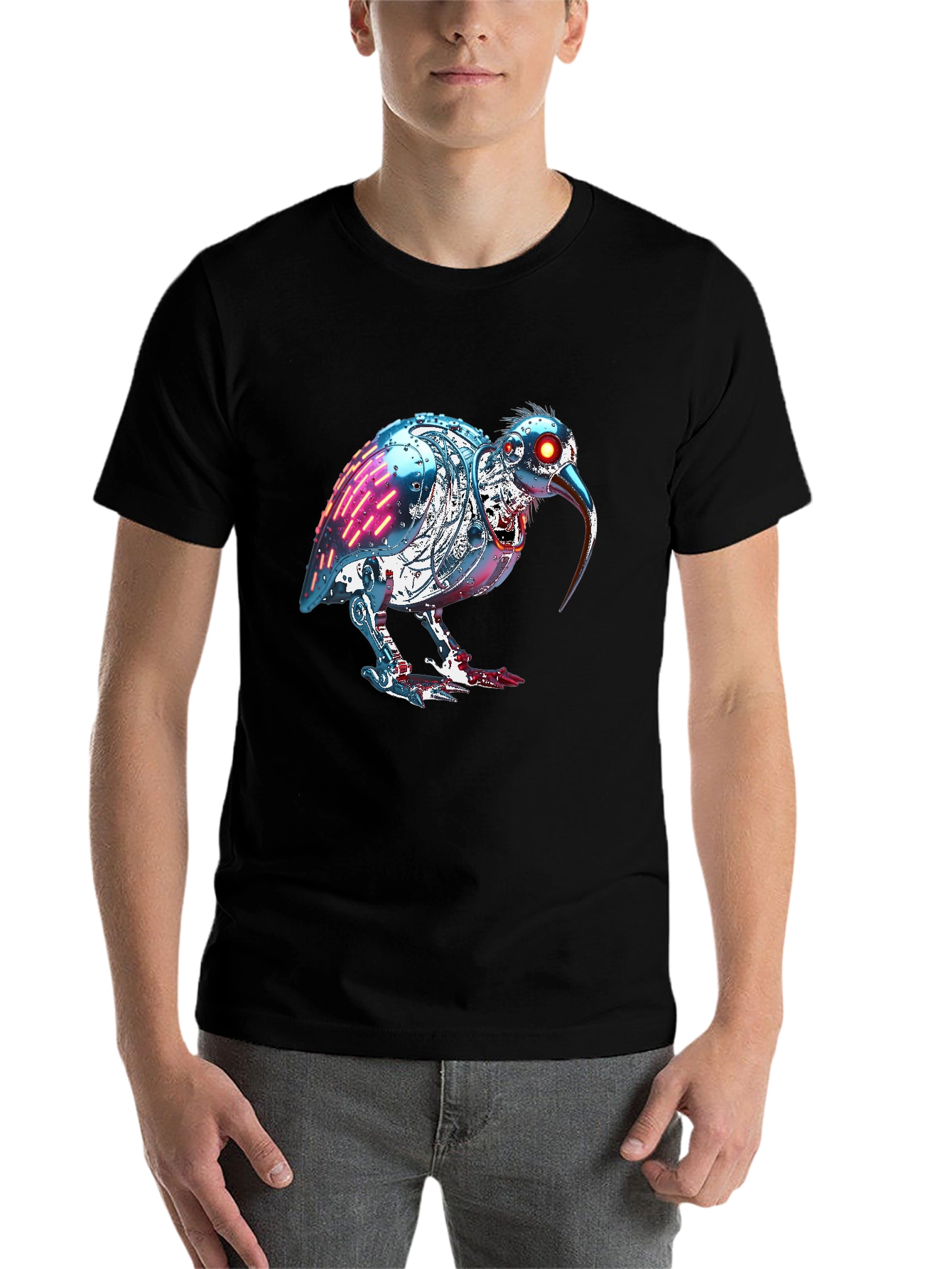 Black Robotic Kiwi Bird Graphic Tee view 7