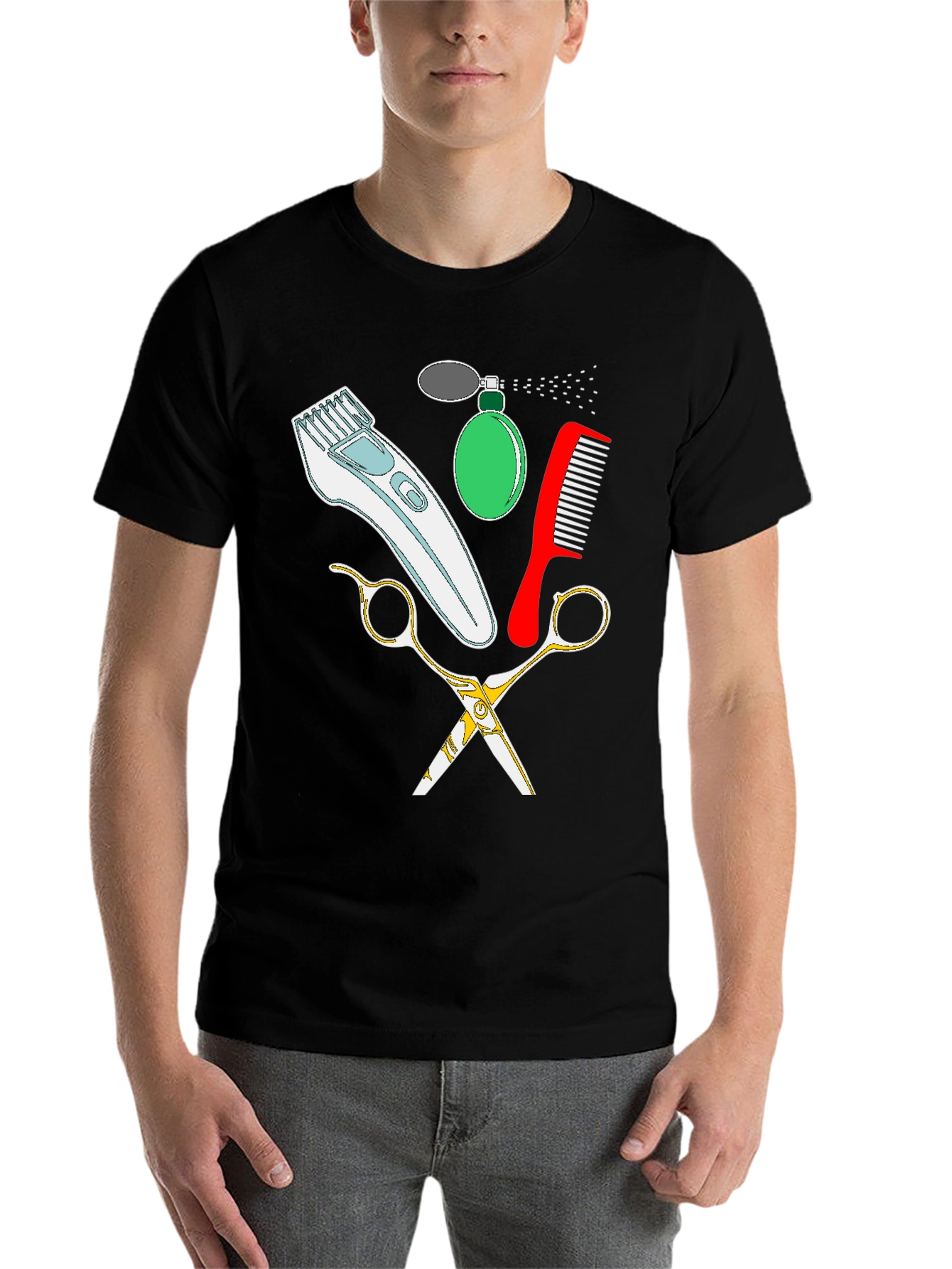 Black Barber Tools Graphic T-Shirt: Stylish and Unique Tee view 7