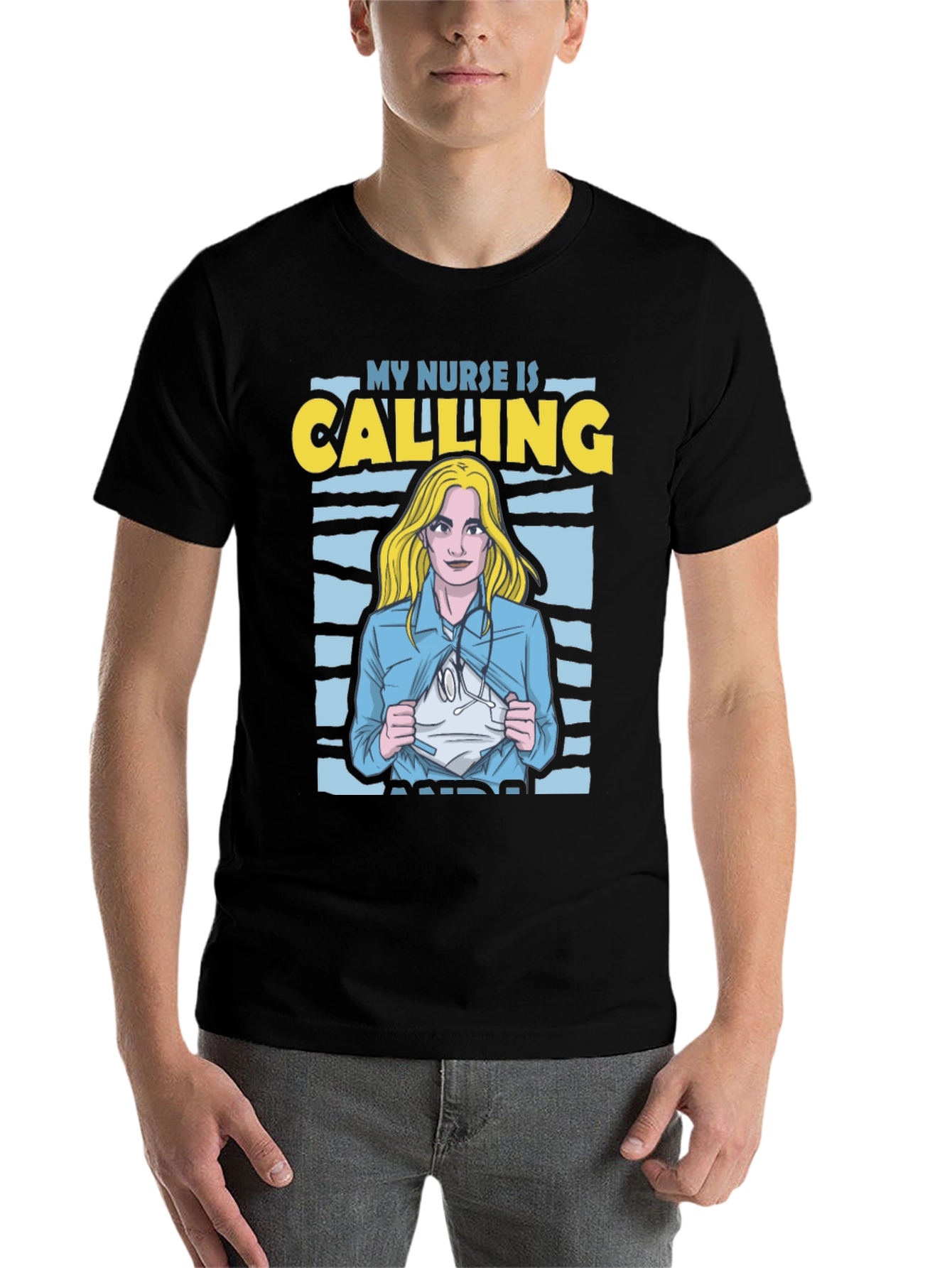 Black My Nurse Is Calling T-Shirt view 7