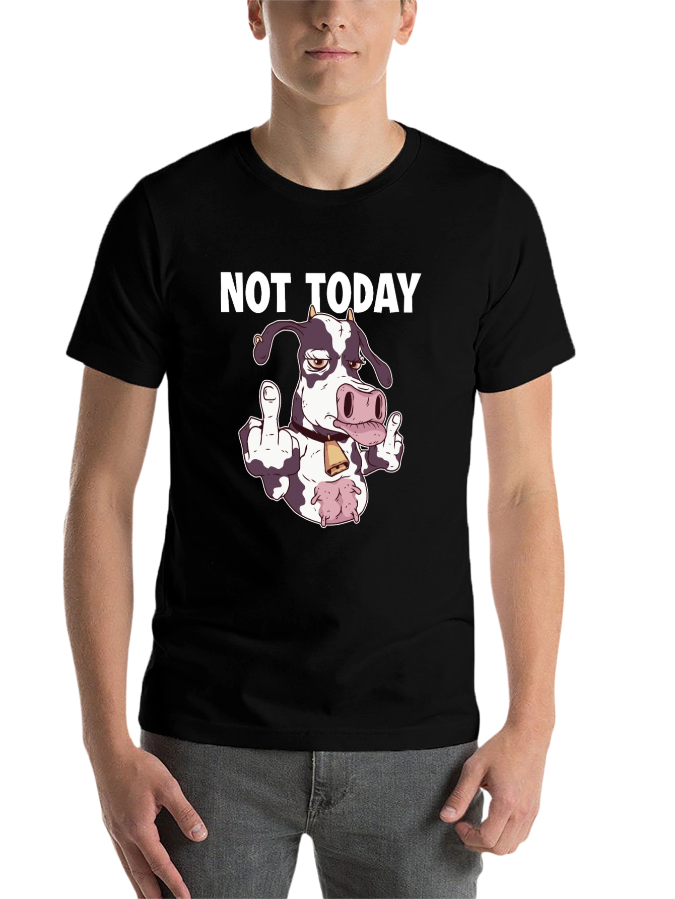 Black Not Today Funny Cow T-Shirt view 7