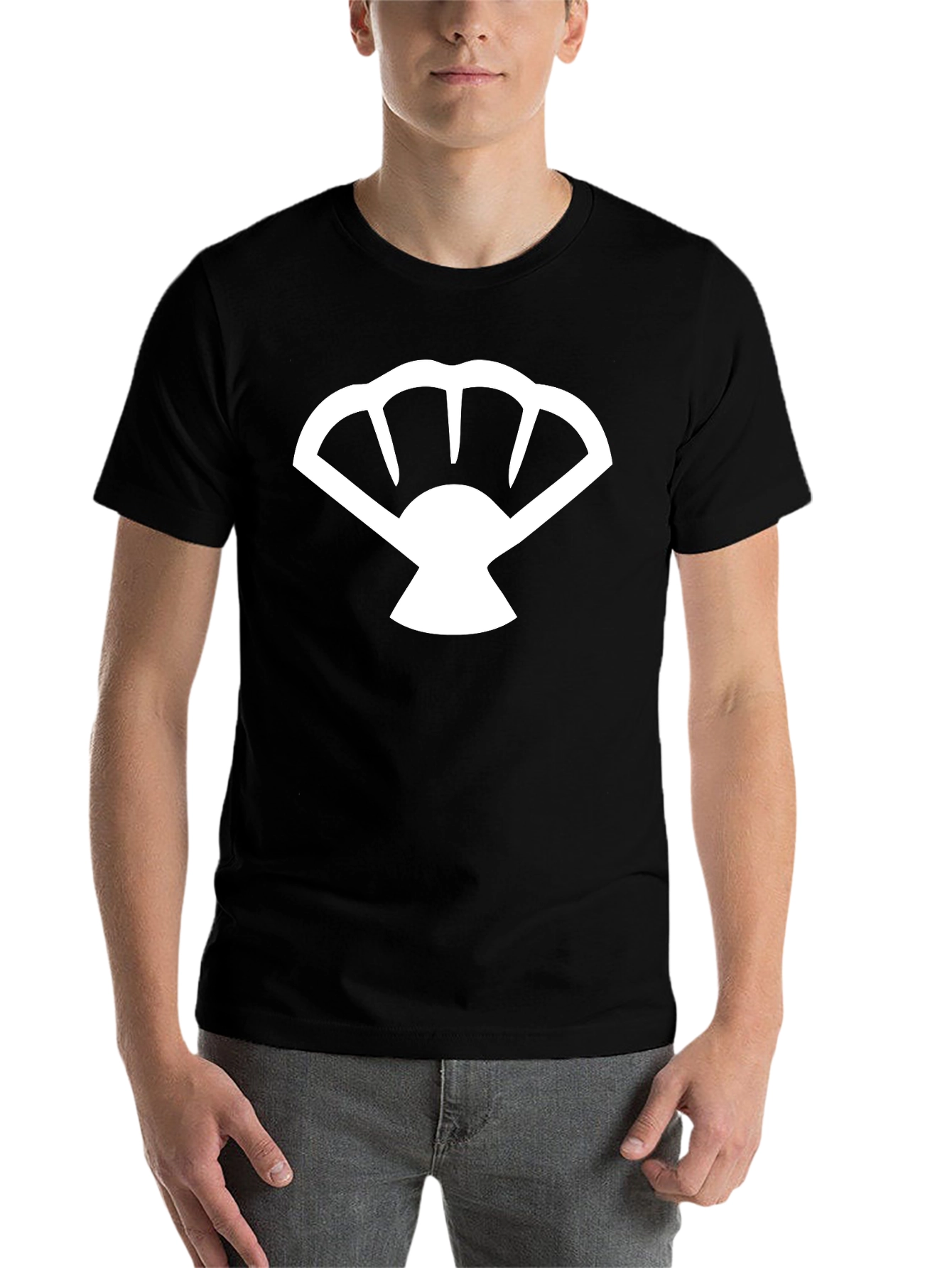 Black Fan Graphic T-Shirt - Black Cotton Tee view 7