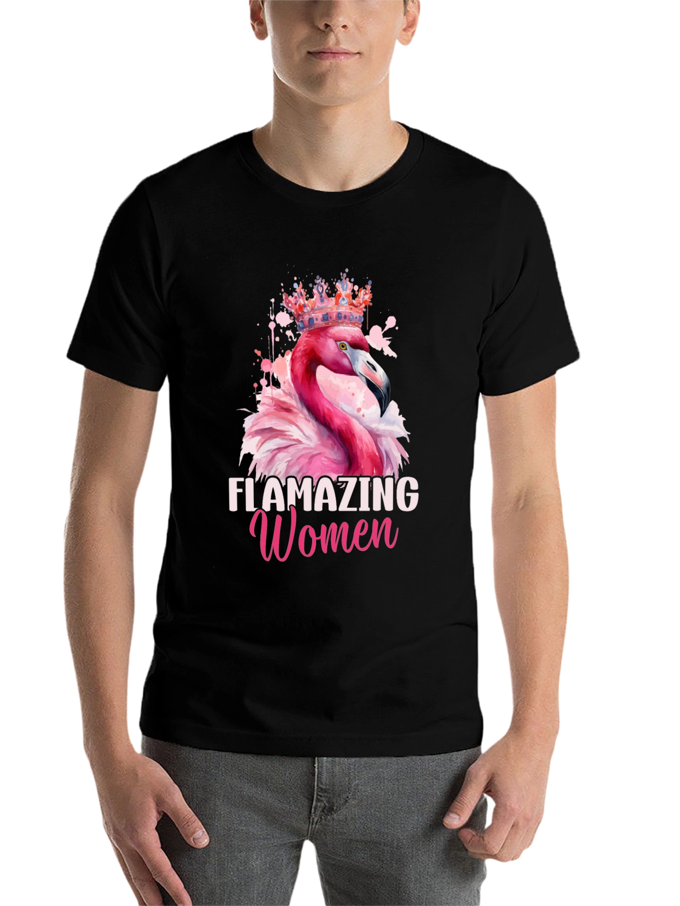 Black Flamazing Women Flamingo T-Shirt view 7