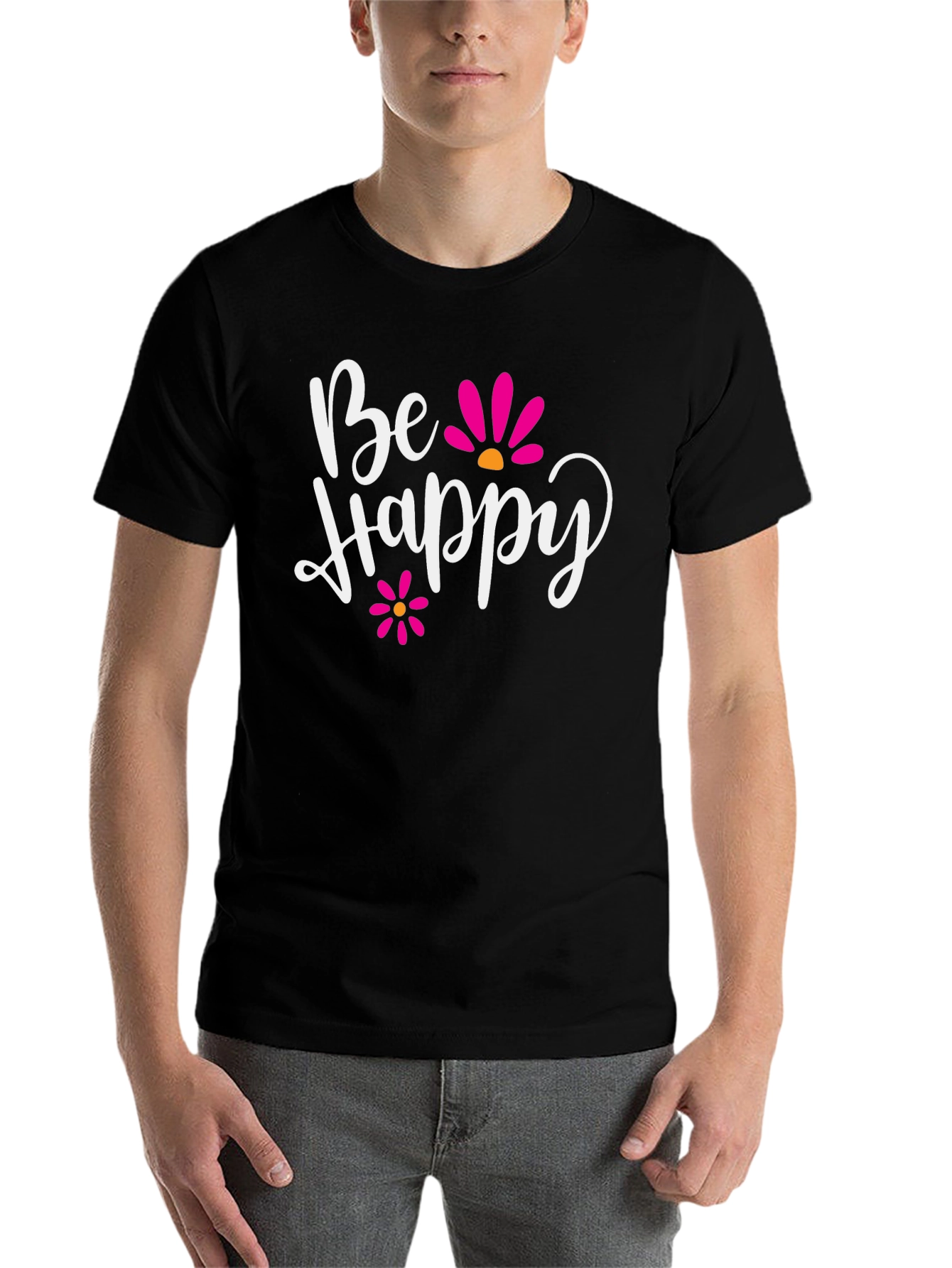 Black Be Happy Graphic Tee - Positive Vibes view 7