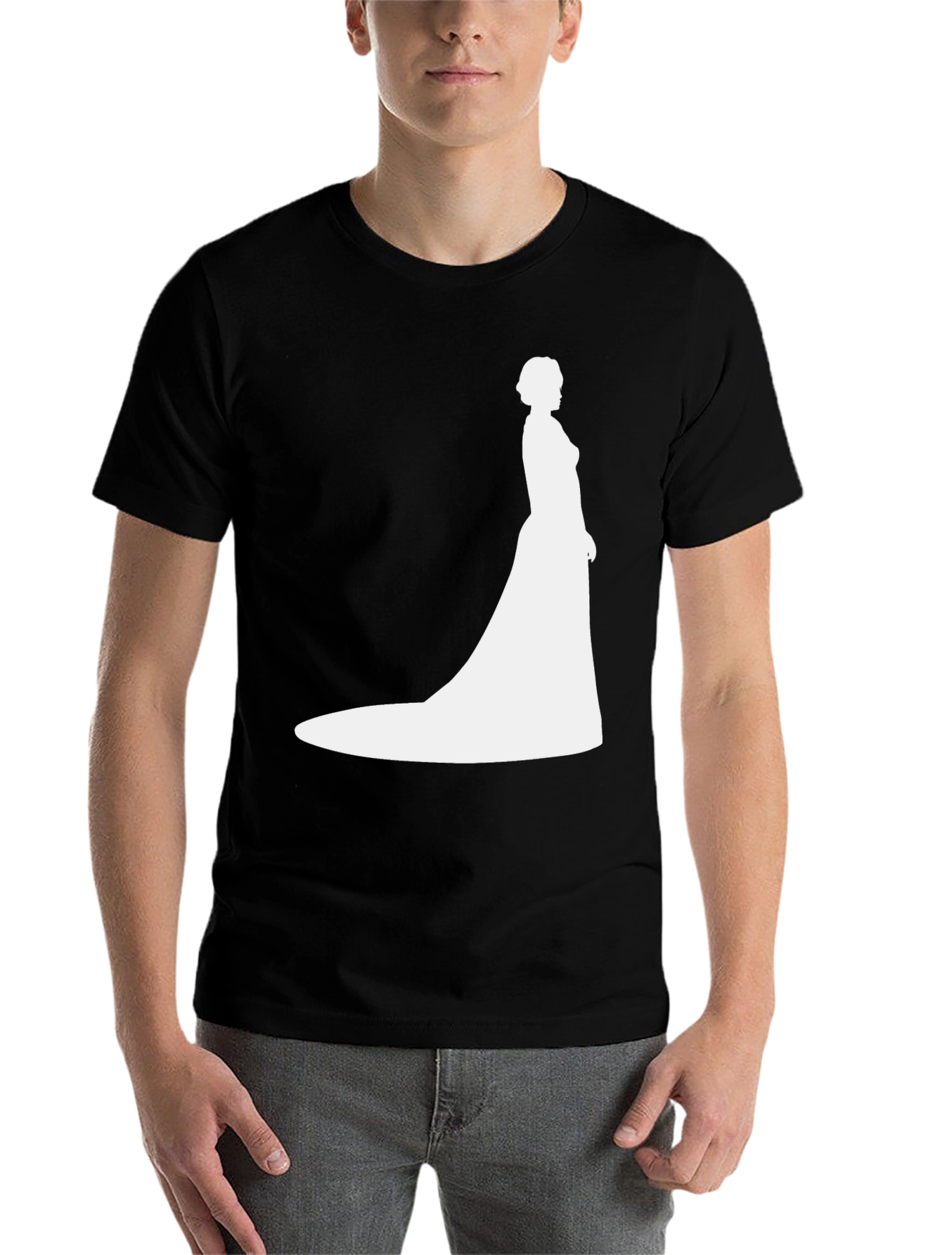 Elegant Bride Silhouette Tee - Black Cotton Blend - 7