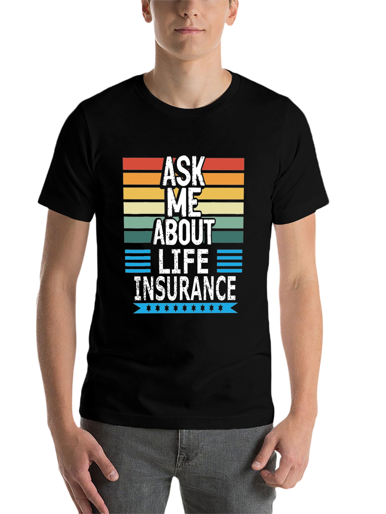 Black Ask Me About Life Insurance Graphic Tee view 7