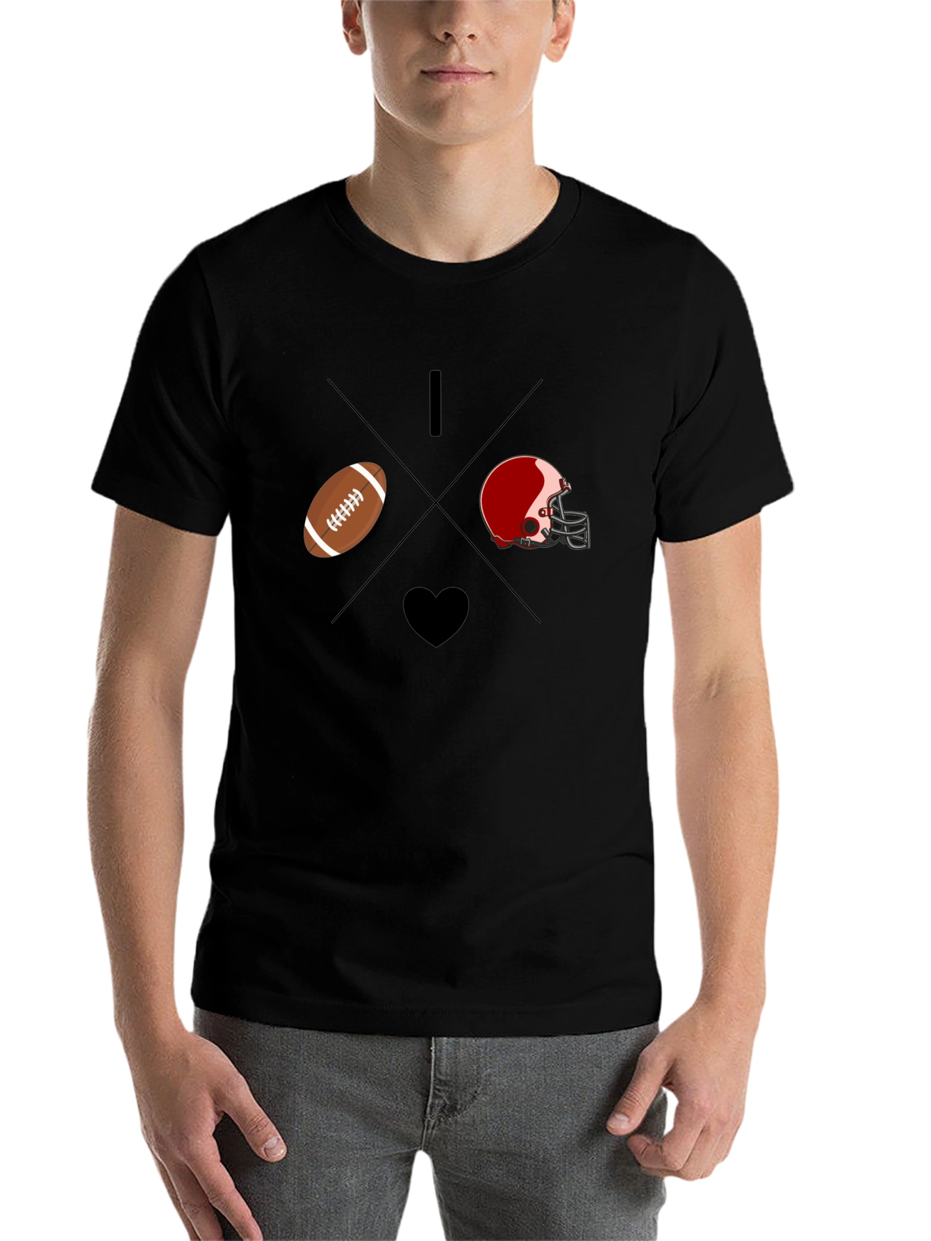 Black I Love Football T-Shirt view 7