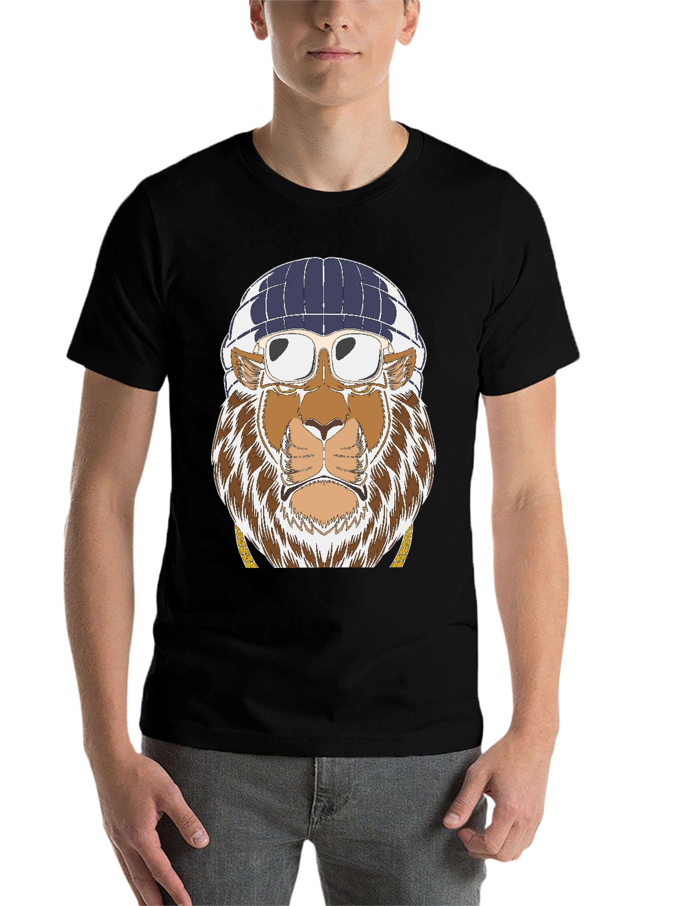 Black Cool Lion Graphic T-Shirt - Streetwear Style view 7