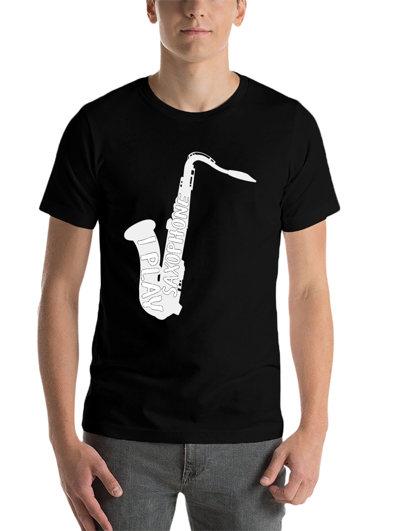 Black I Play Saxophone T-Shirt - Musician Tee view 7
