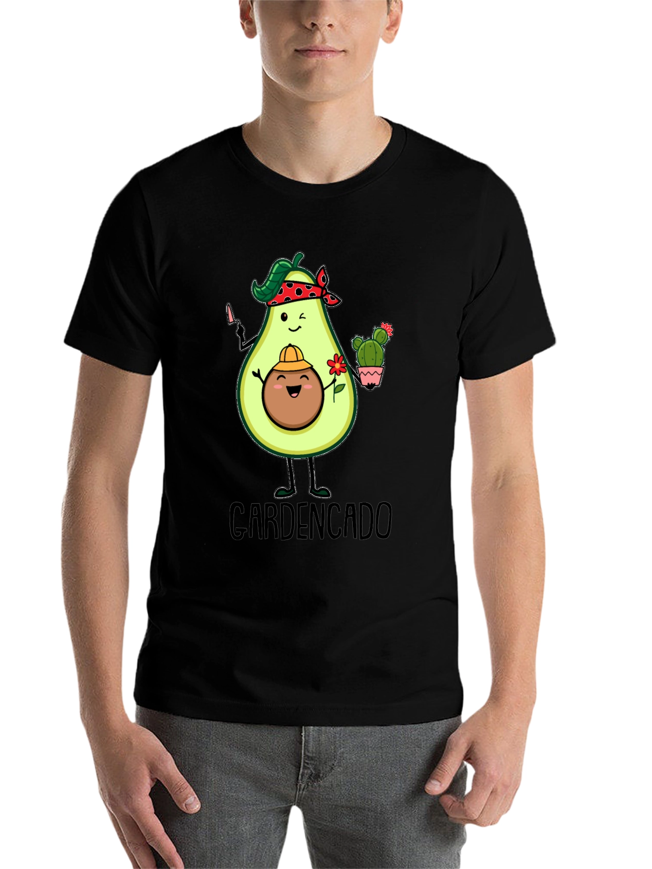 Black Gardencado Funny Avocado Gardener Black T-Shirt view 7