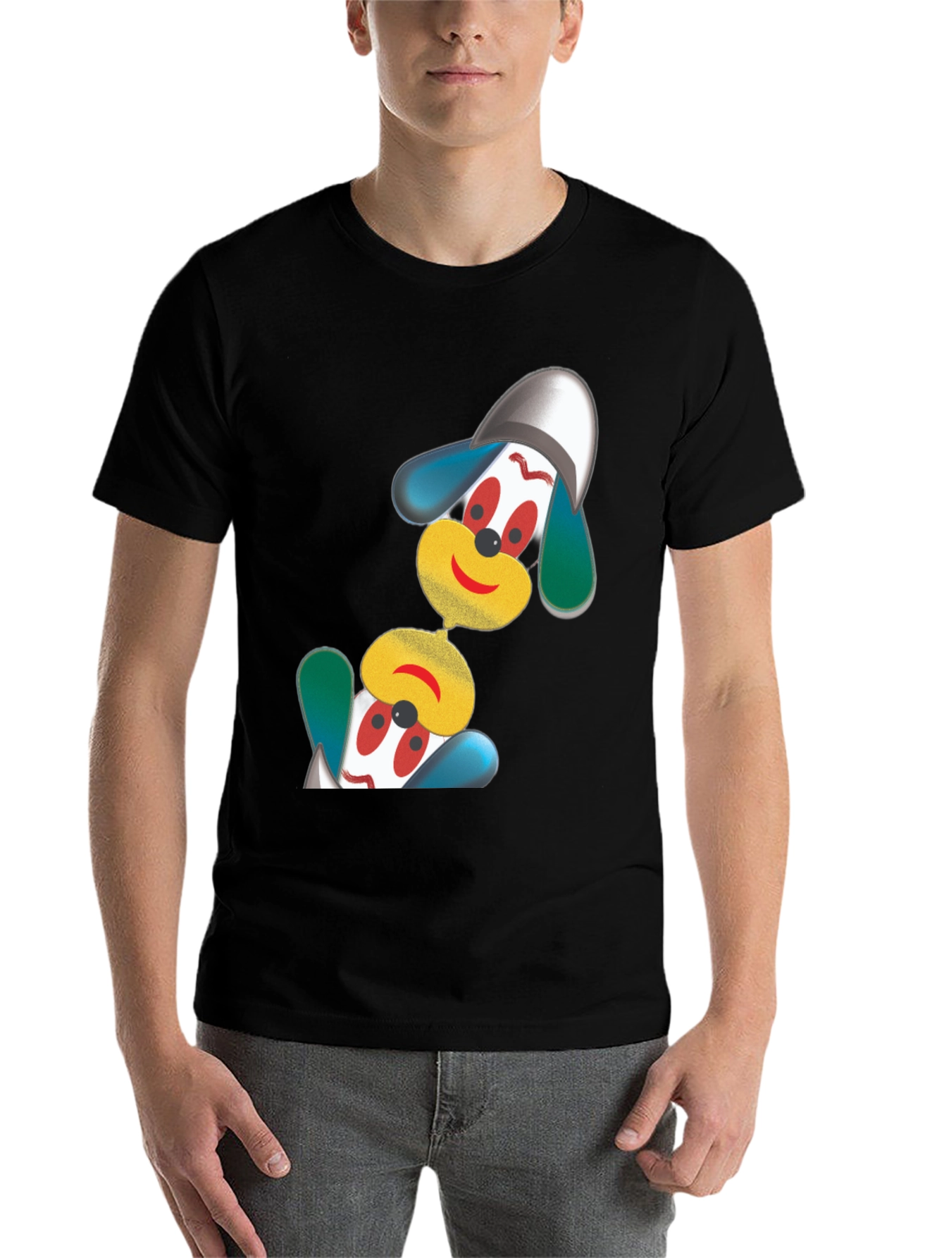 Black Fun Cartoon Character Black T-Shirt view 7