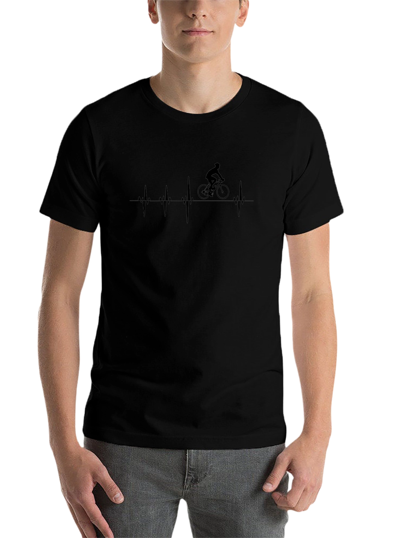 Black Cycling Heartbeat T-Shirt - Black view 7