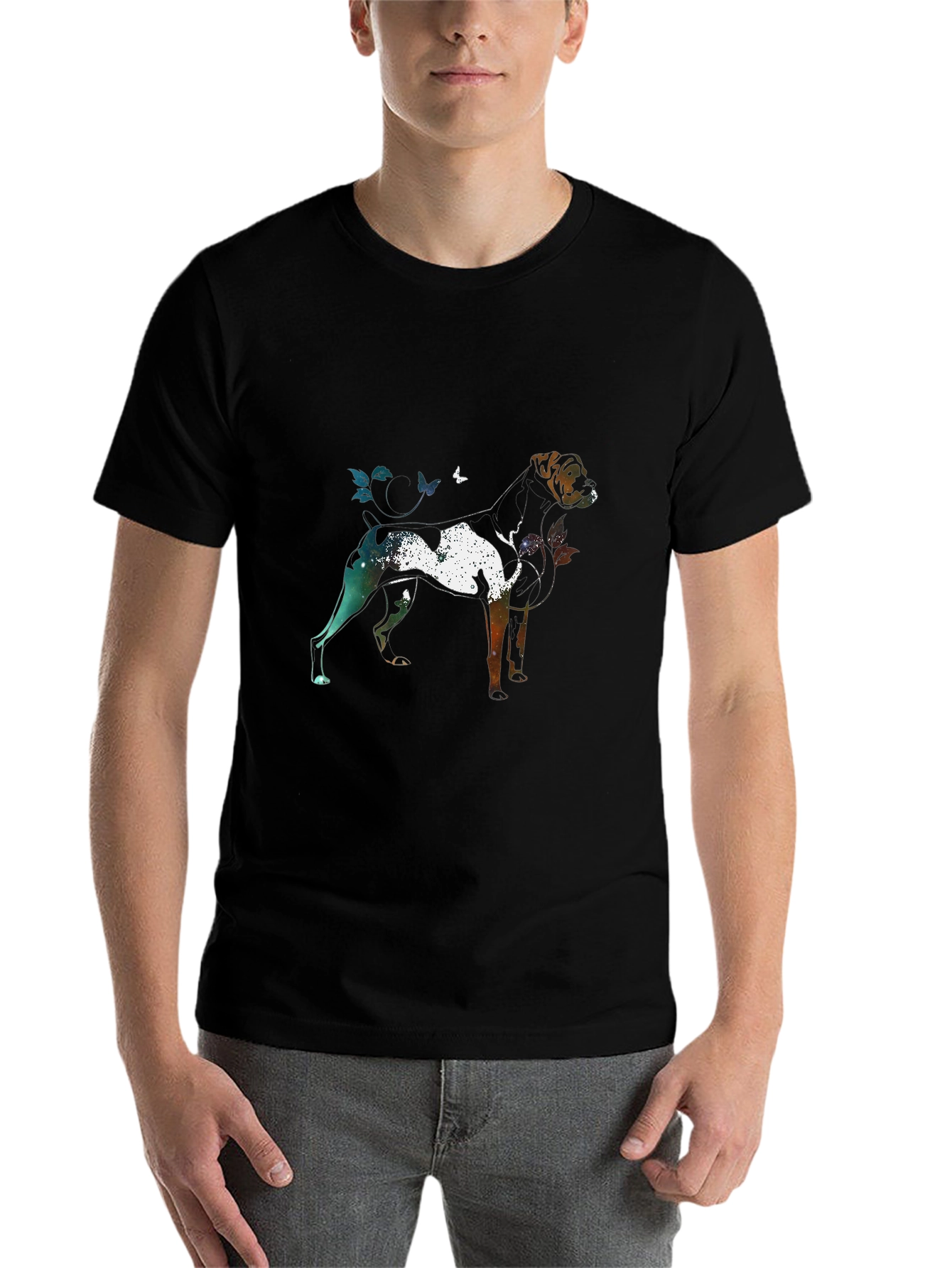 Black Dog Silhouette Art Graphic T-Shirt view 7