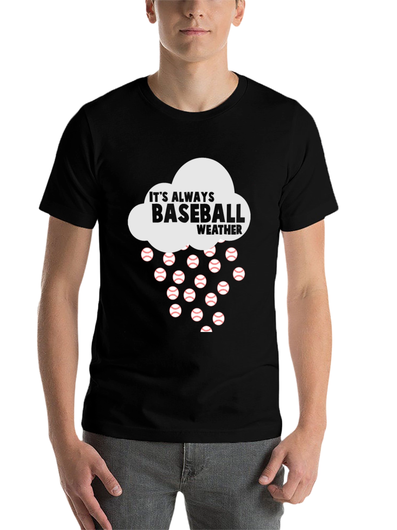 Black It's Always Baseball Weather T-Shirt view 7