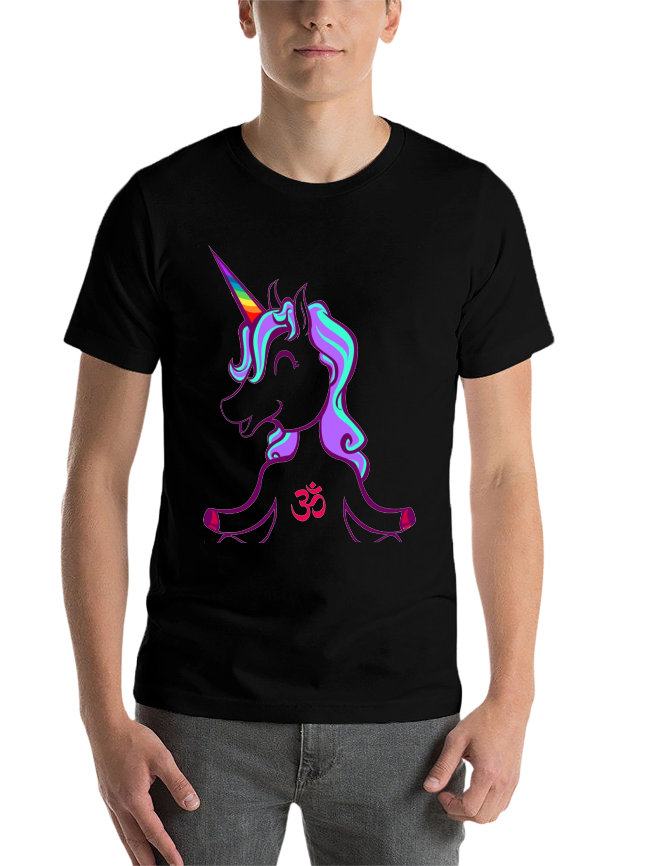 Black Unicorn Om Graphic Tee - Black Cotton Blend view 7