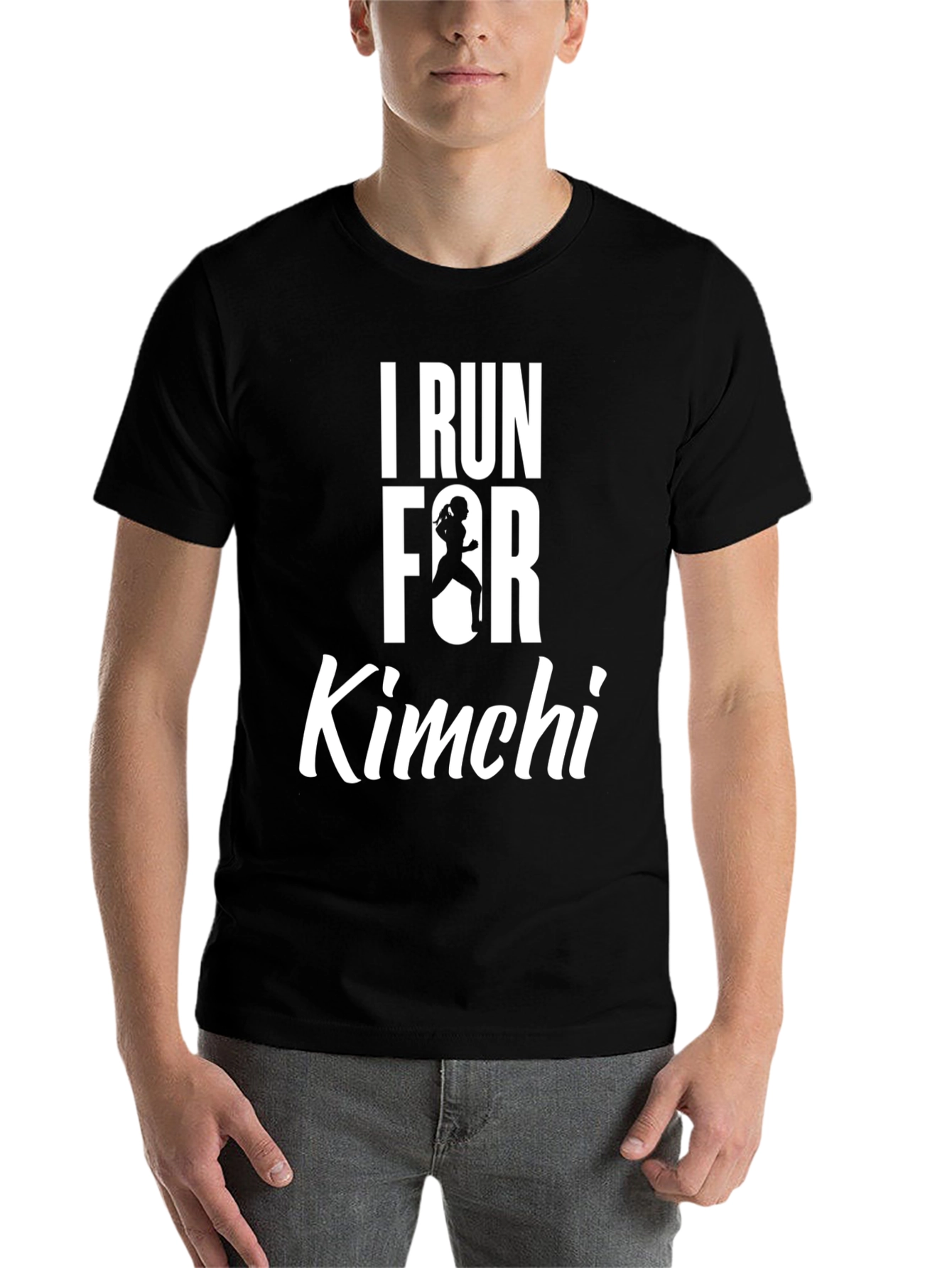 Black I Run For Kimchi T-Shirt - Black Cotton Tee view 7