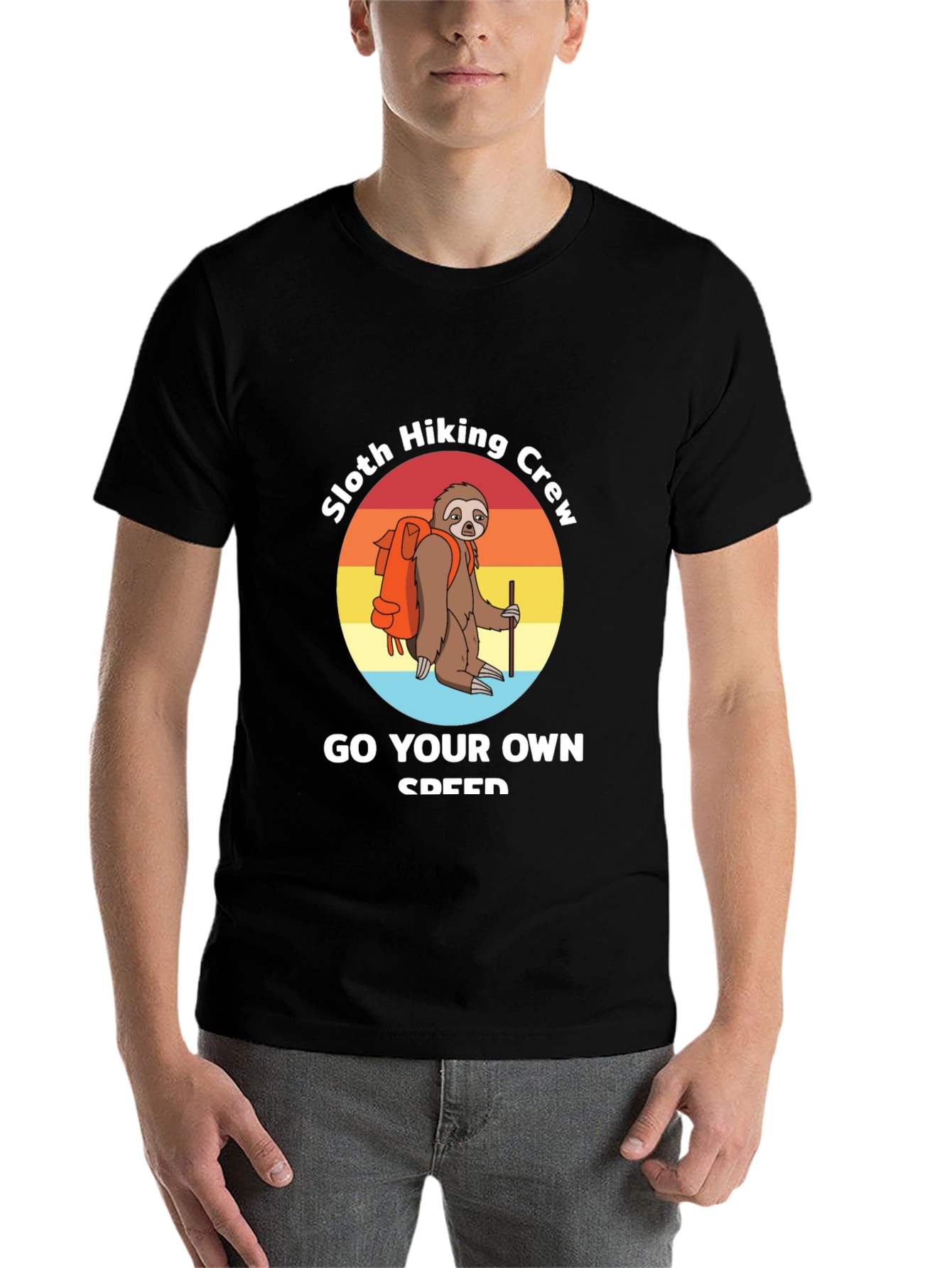 Black Sloth Hiking Crew T-Shirt: Go Your Own Speed! view 7