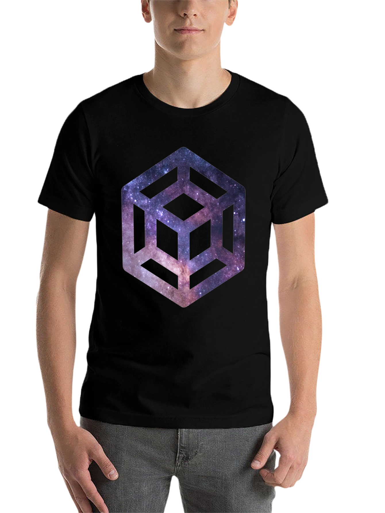 Black Galaxy Cube Black T-Shirt view 7