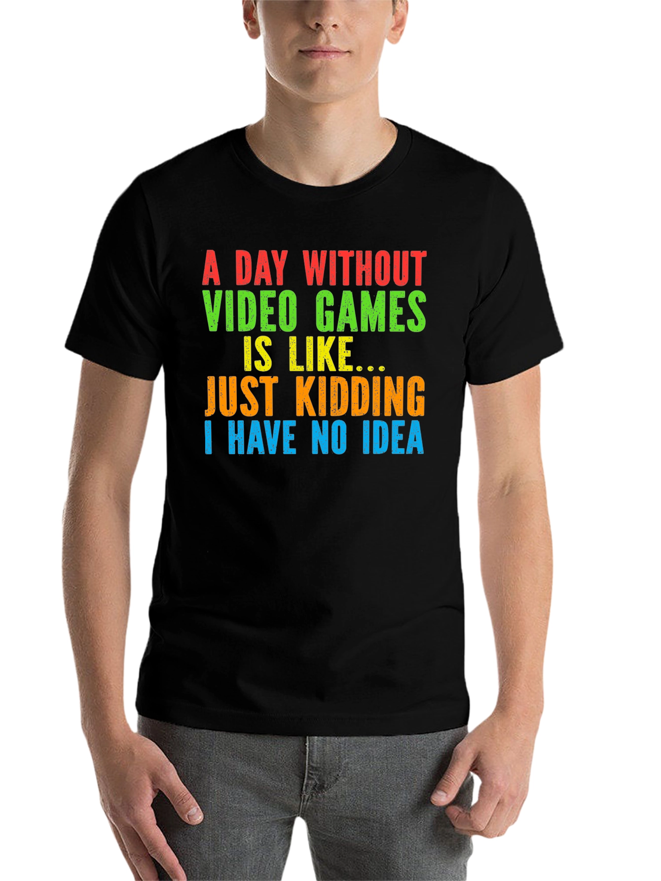 Black A Day Without Video Games T-Shirt - Funny Gamer Tee view 7