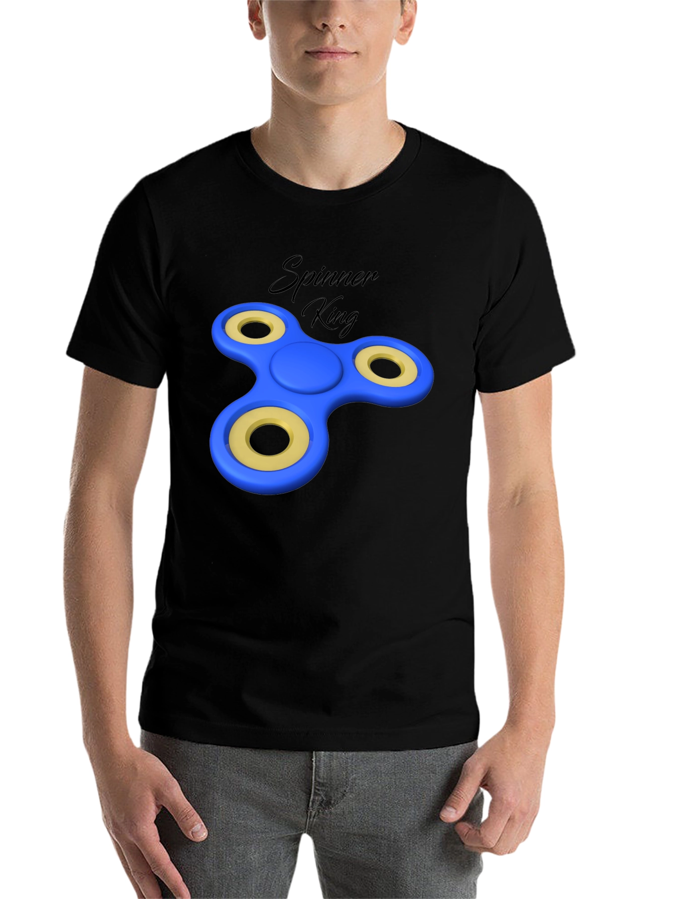 Spinner King Black Graphic Tee - Fun Design - 7