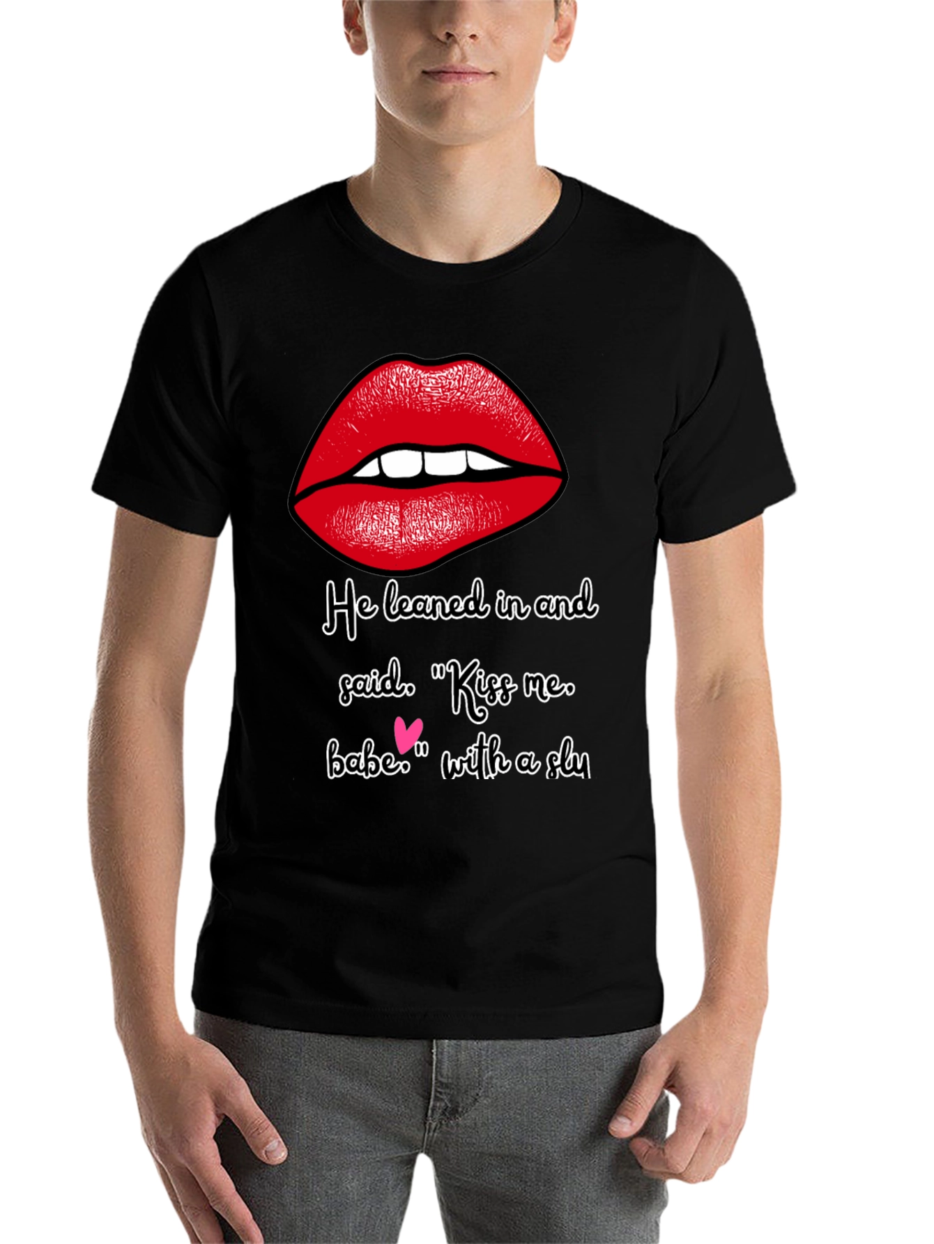 Black Kiss Me Graphic Tee - Soft Cotton Blend view 7