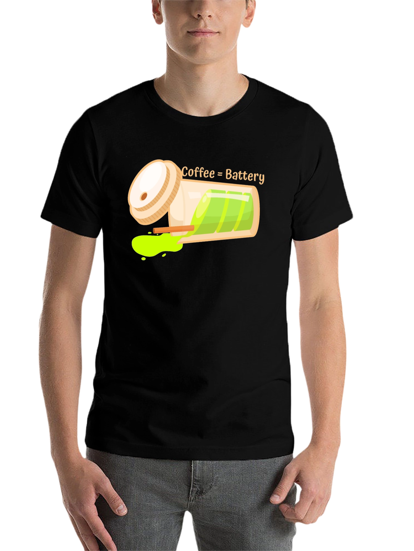 Black Coffee Battery Graphic T-Shirt - Recharge Your Day! view 7