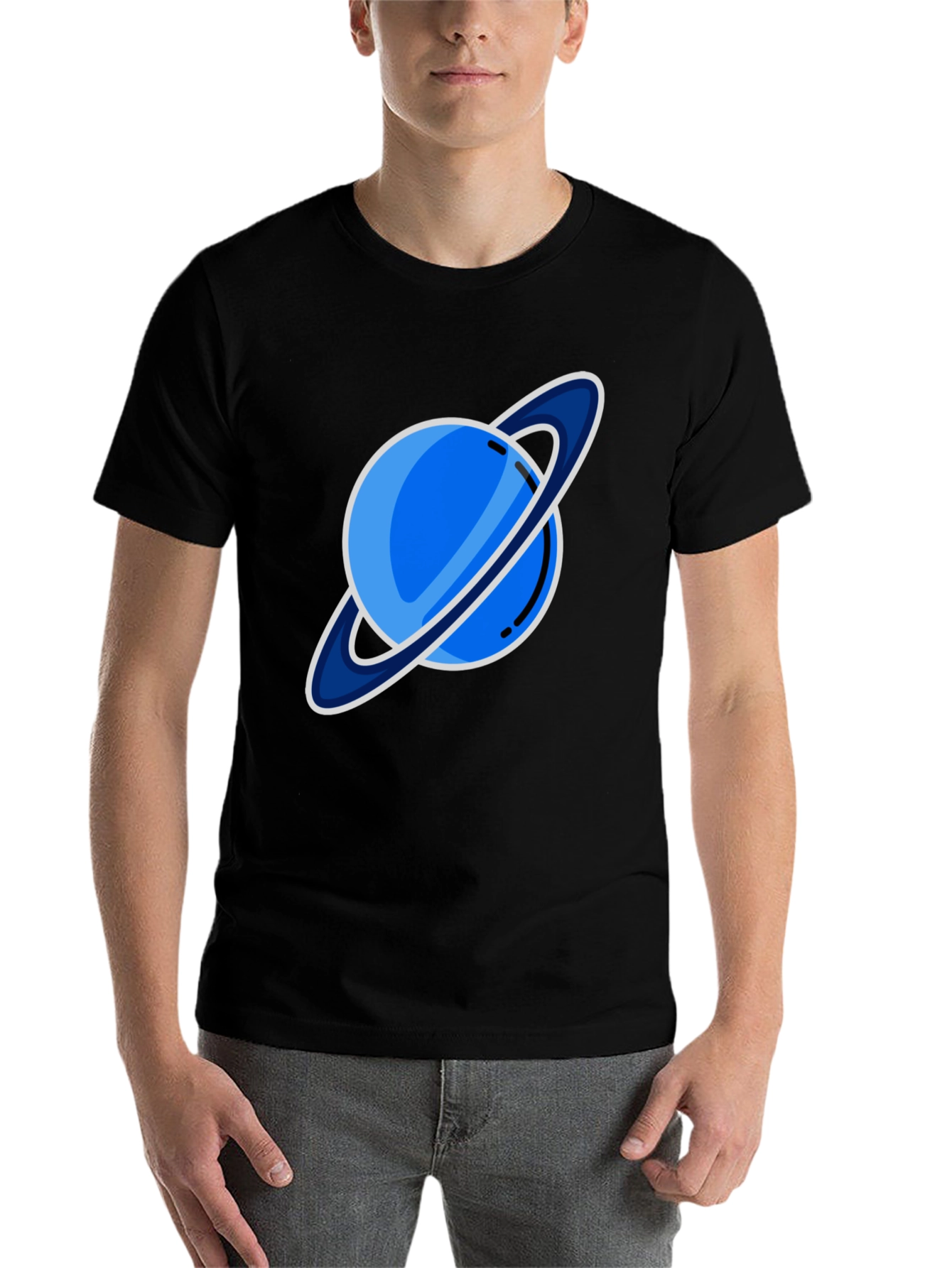 Black Saturn Graphic T-Shirt - Black view 7