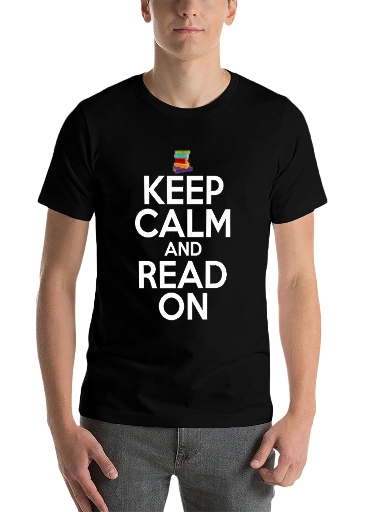 Black Keep Calm and Read On Black T-Shirt view 7