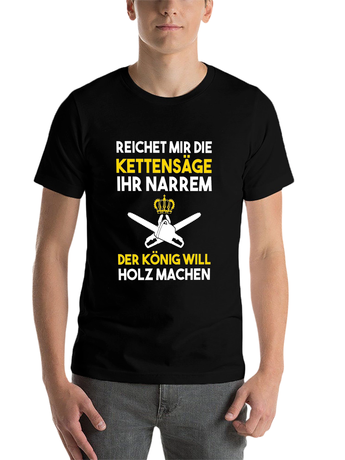 Black Reichet Mir Die Kettensäge Funny T-Shirt view 7