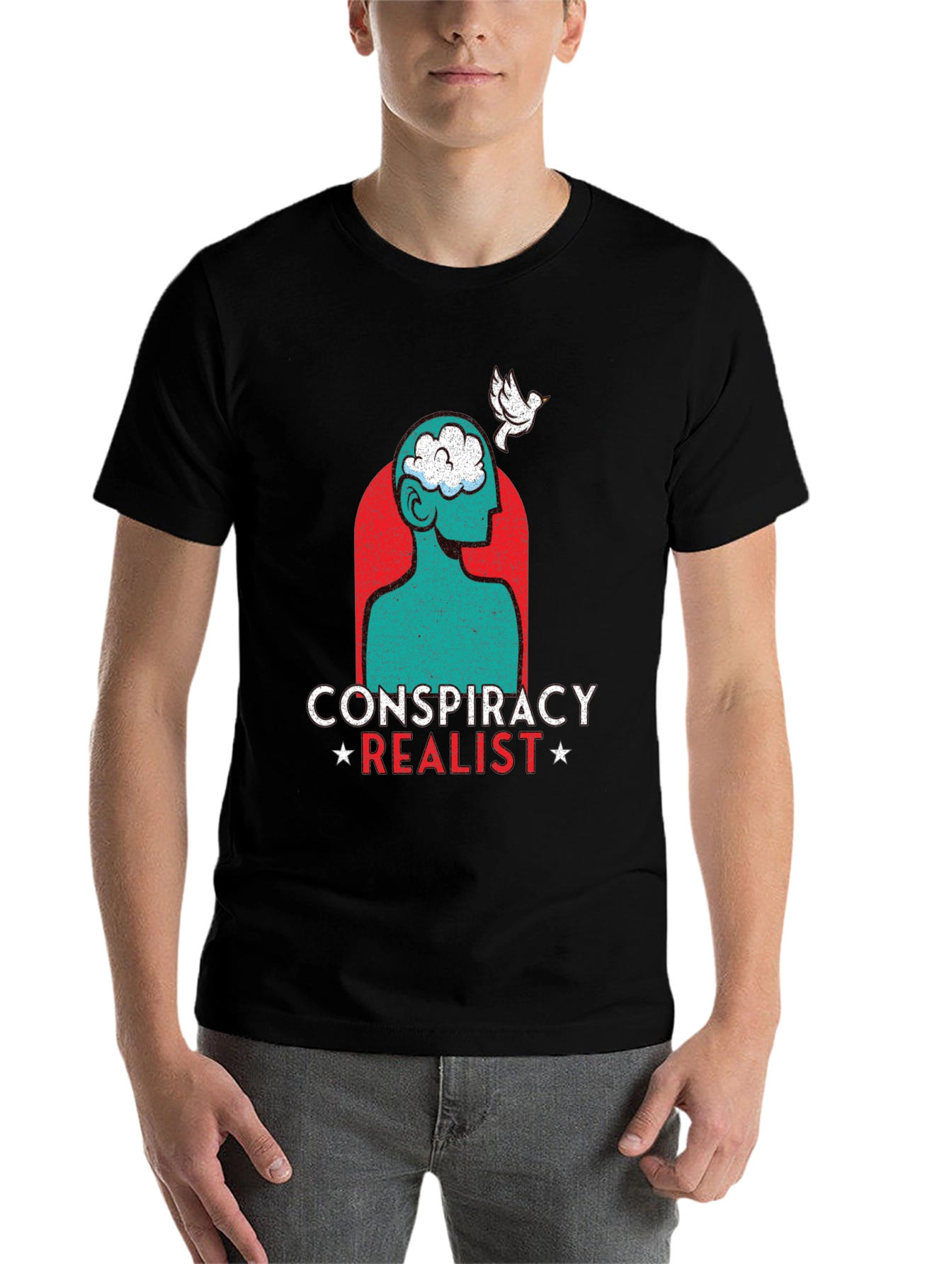 Black Conspiracy Realist T-Shirt view 7