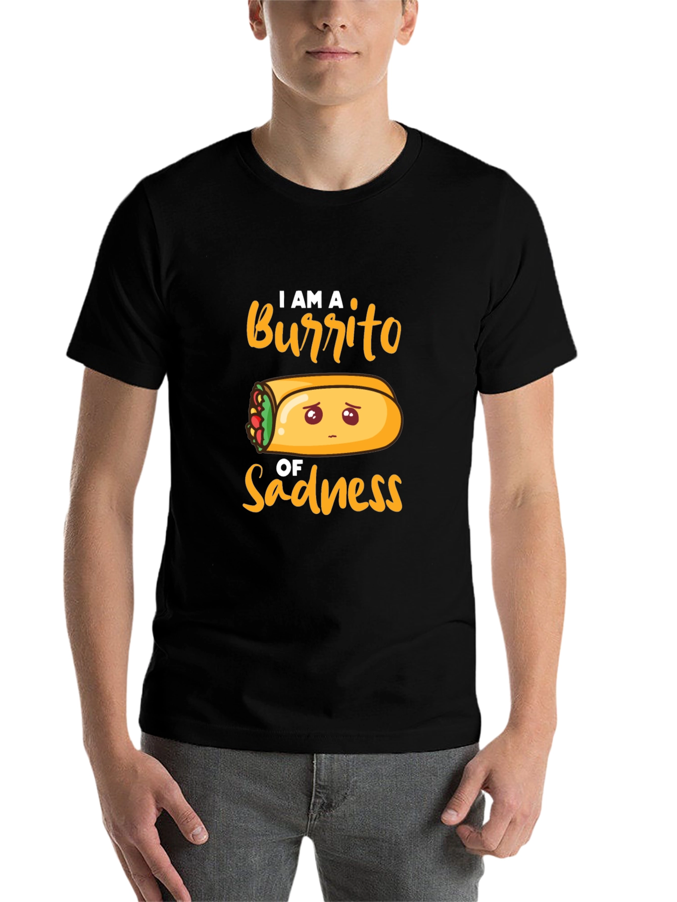 Black Sad Burrito Graphic T-Shirt - Unisex Cotton Tee view 7