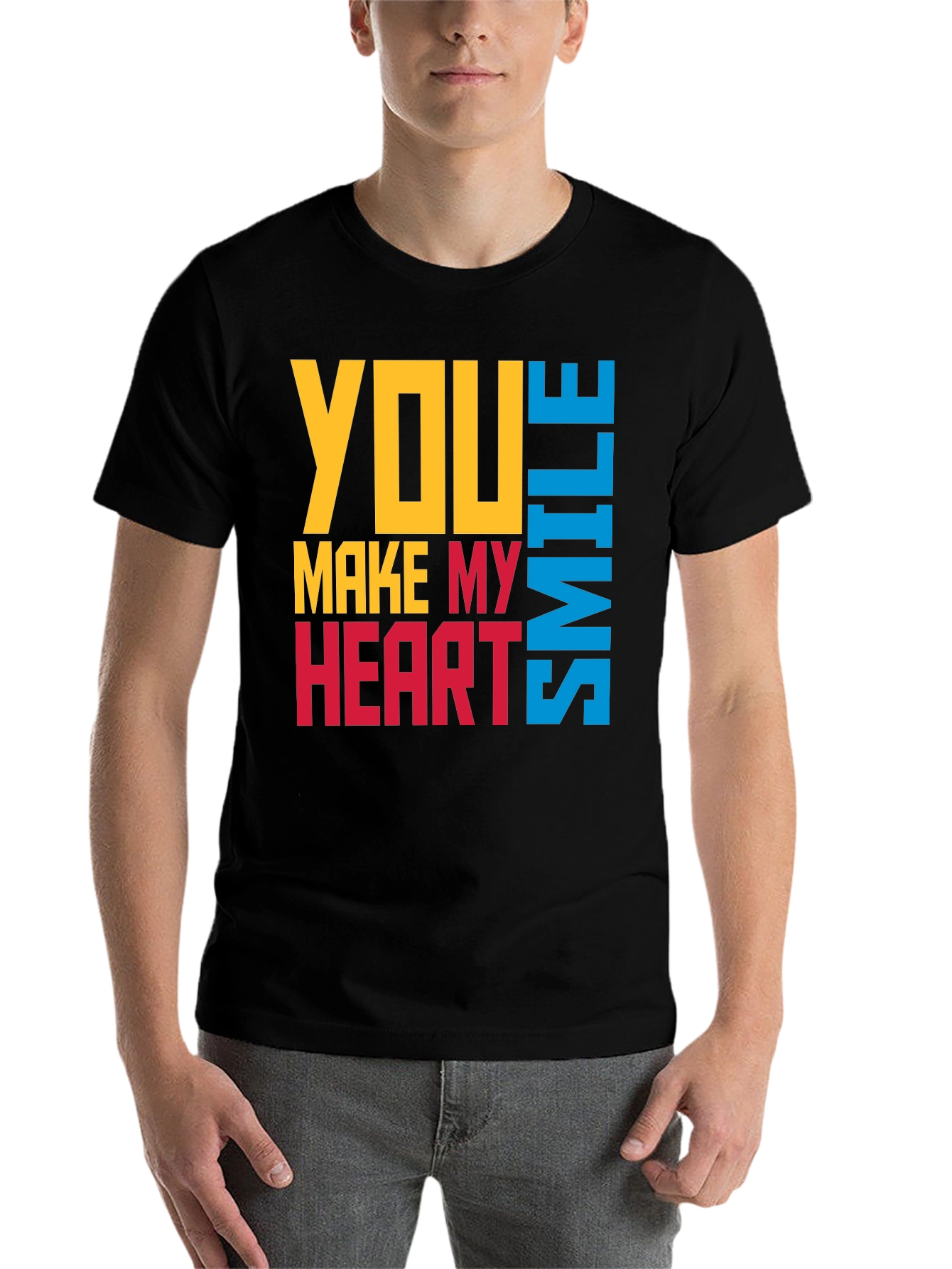Black You Make My Heart Smile Graphic T-Shirt view 7