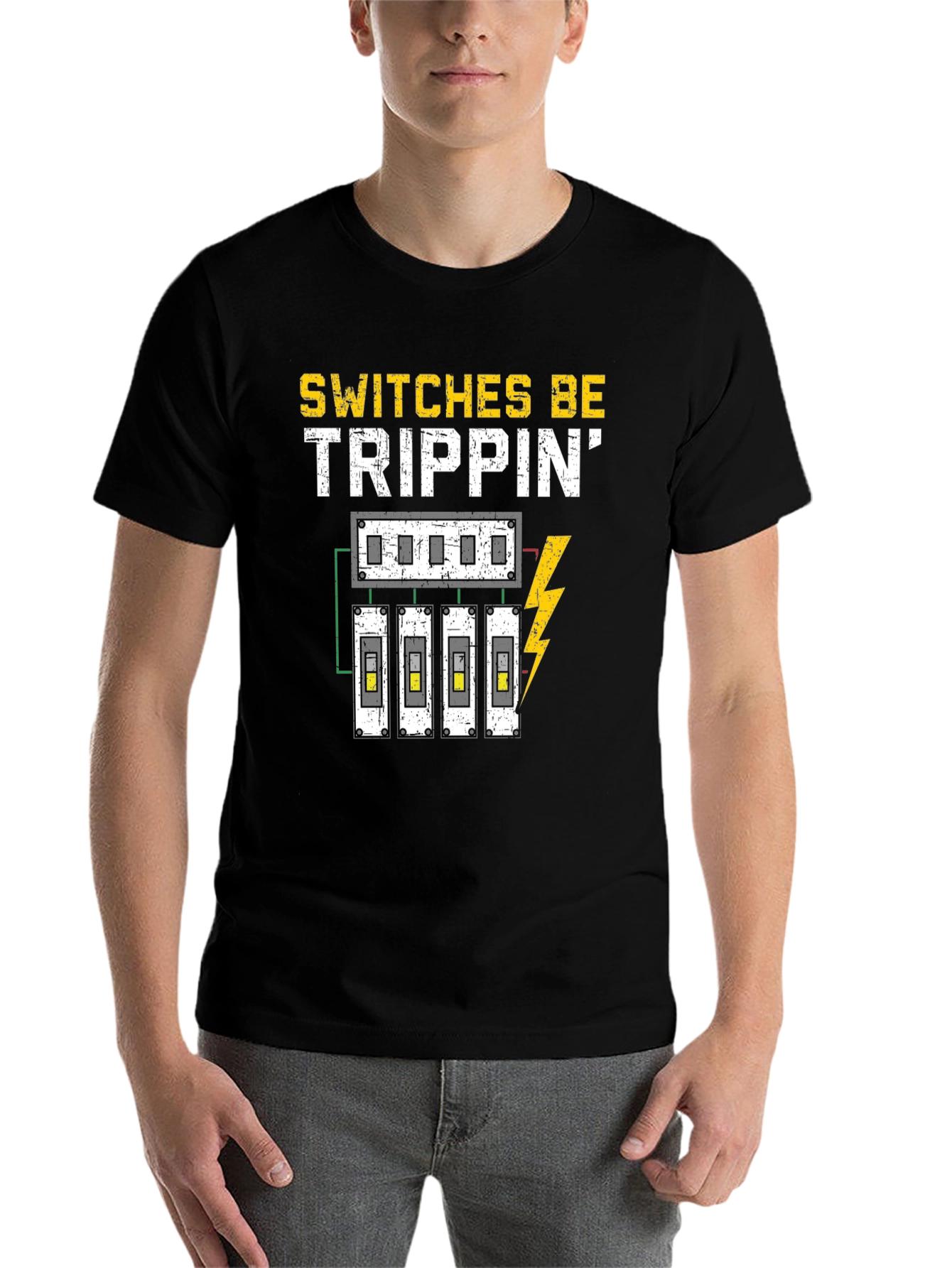 Black Switches Be Trippin' Funny Electrician T-Shirt view 7