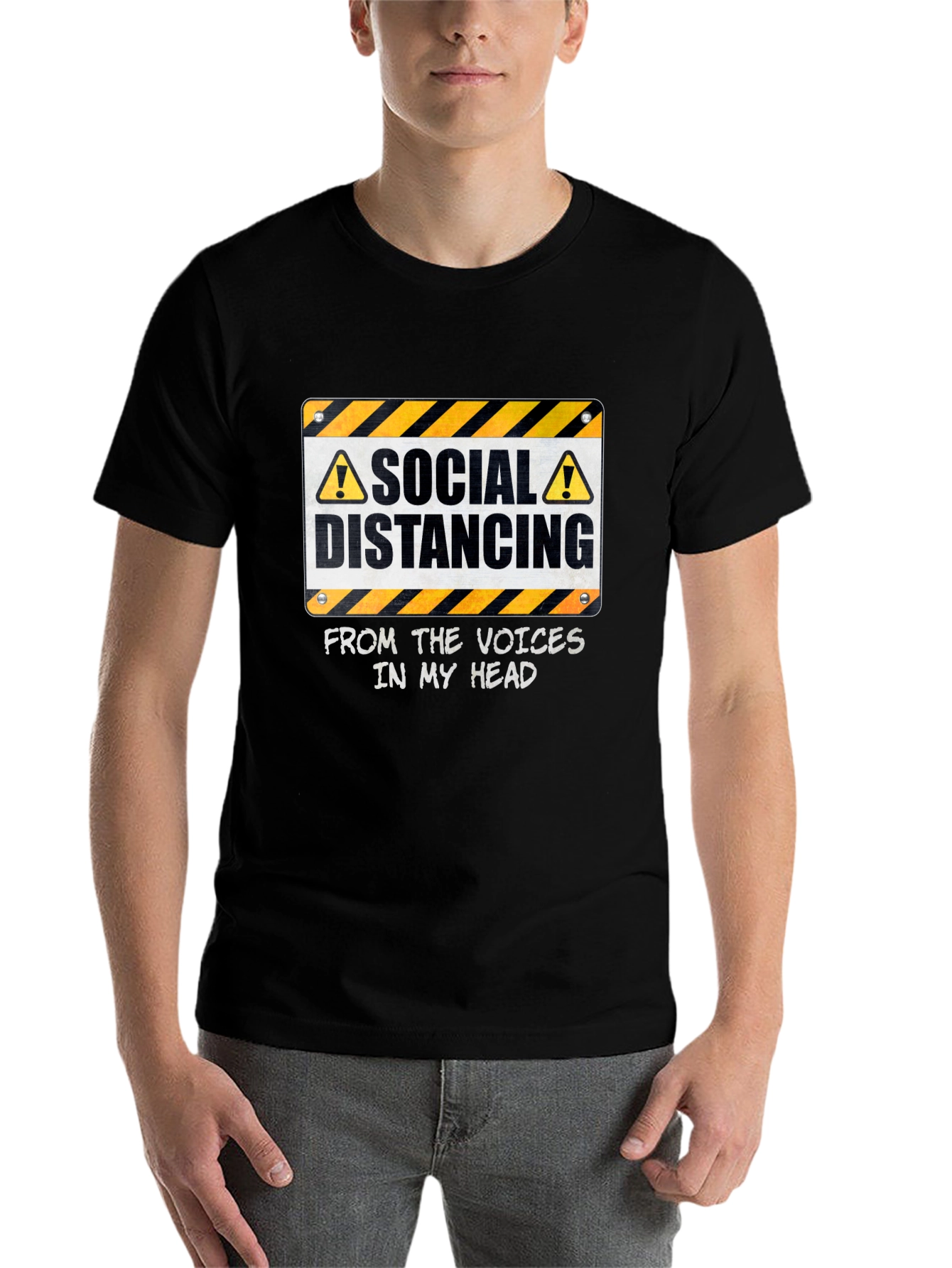 Black Social Distancing From Voices T-Shirt view 7