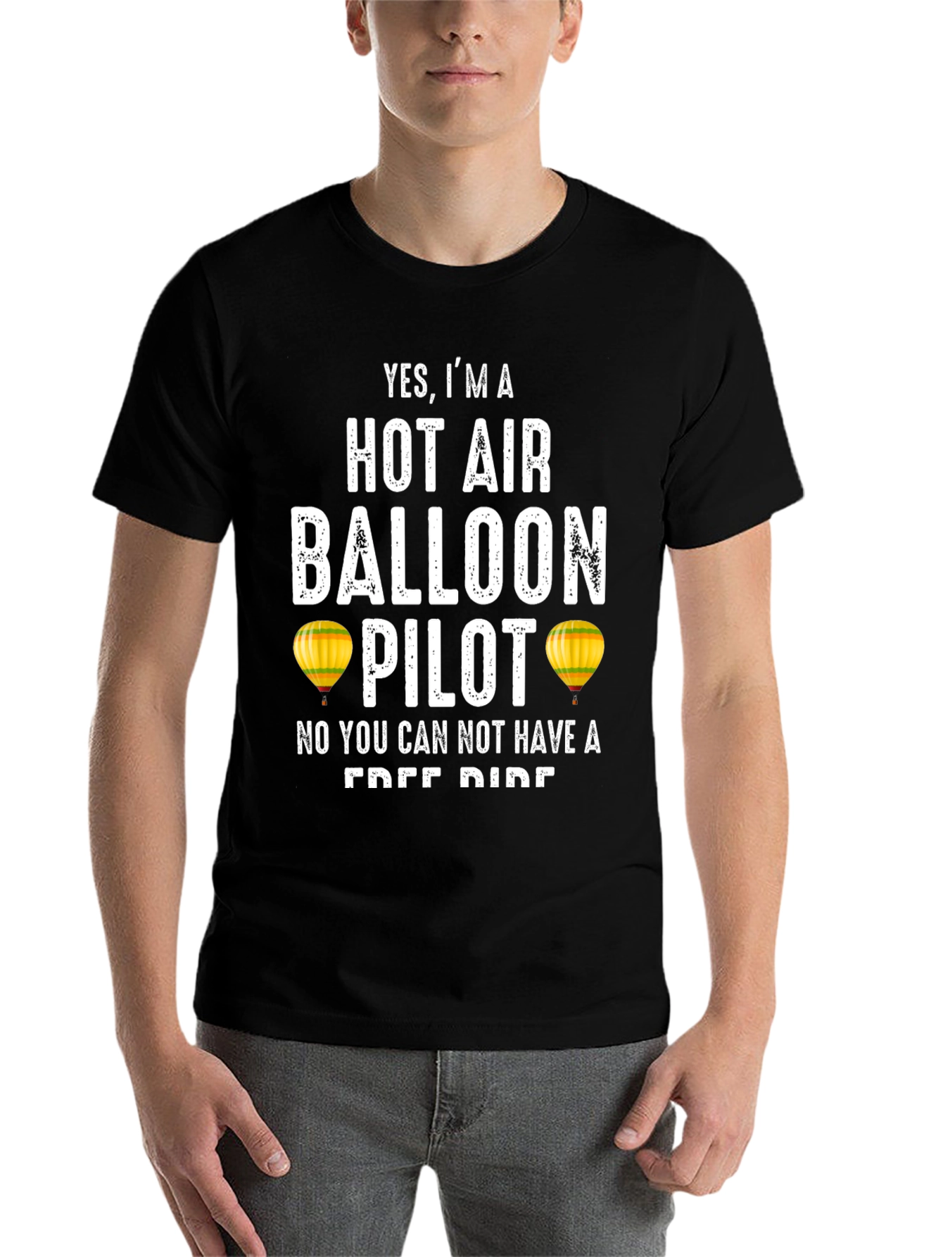 Black Hot Air Balloon Pilot Funny T-Shirt view 7