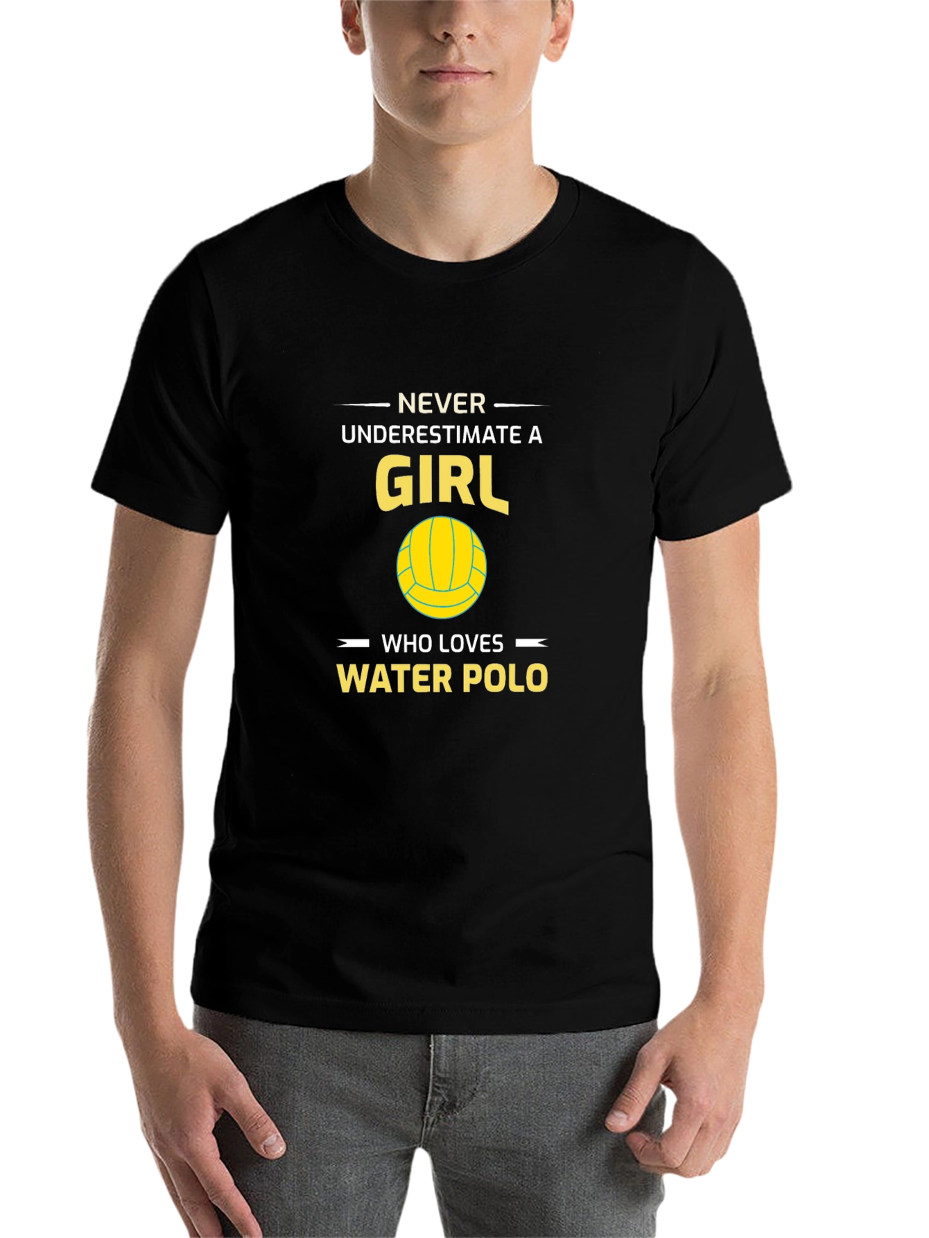Black Water Polo Girl T-Shirt - Never Underestimate view 7