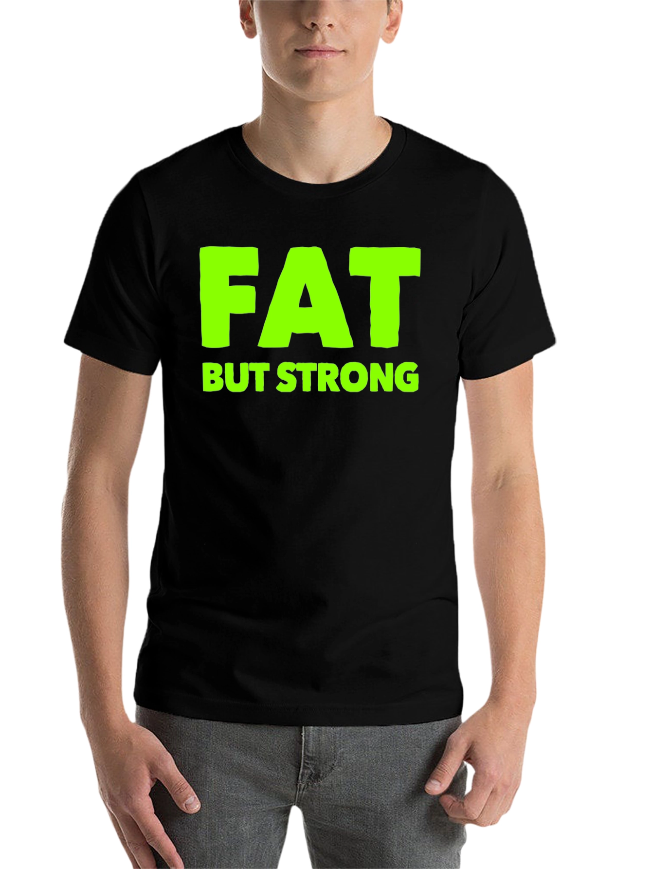 Black Fat But Strong Graphic Tee - Black view 7