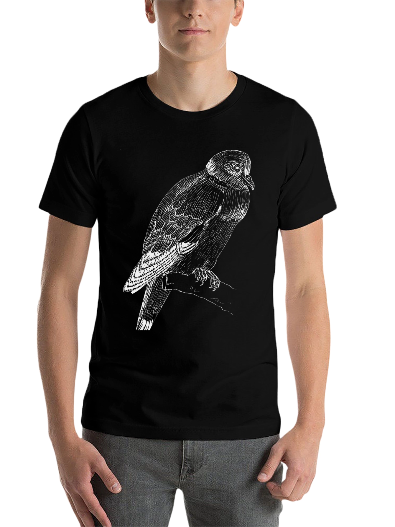 Black Black T-Shirt with Bird Graphic view 7